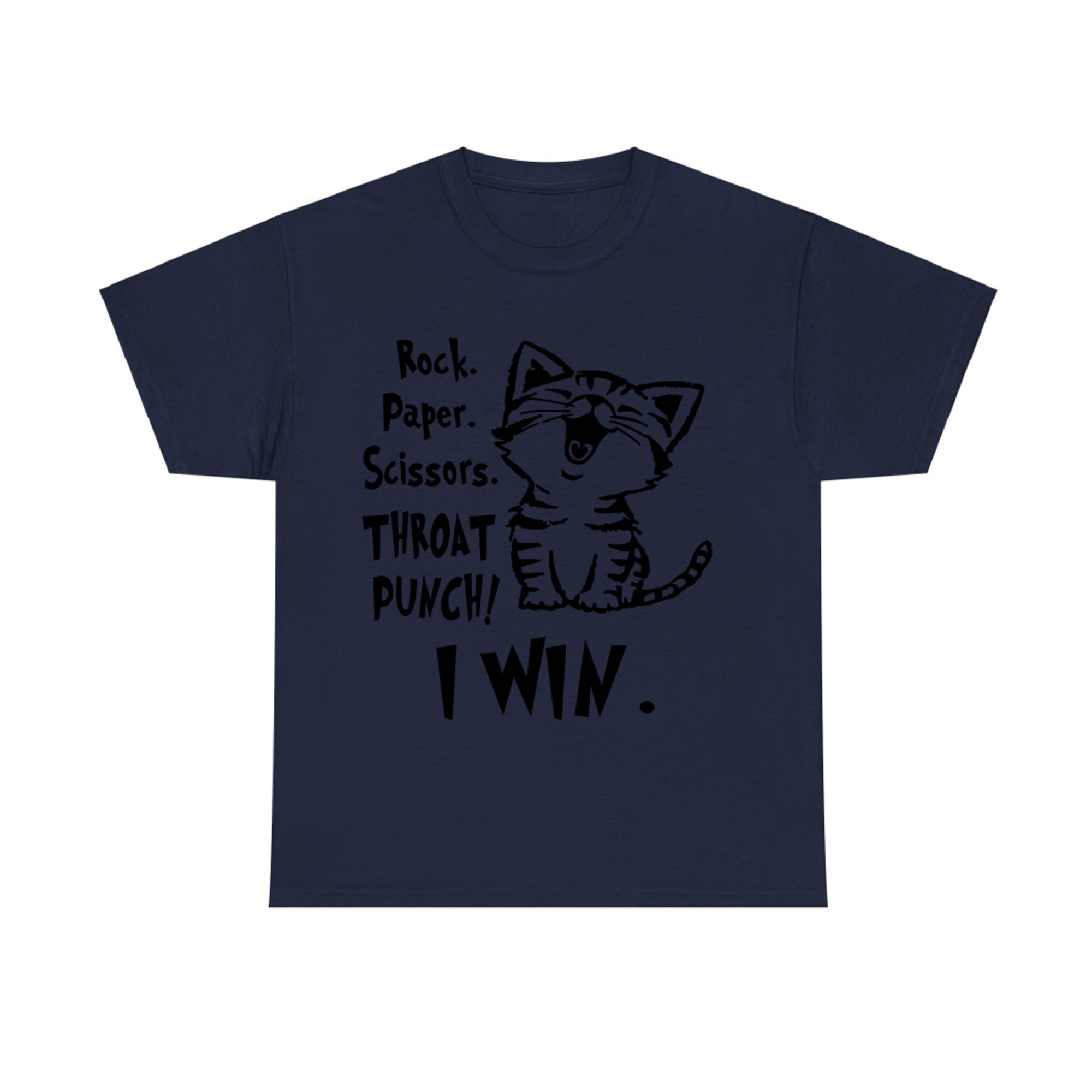 Rock Paper Scissors Throat Punch I Win CAT T-shirt