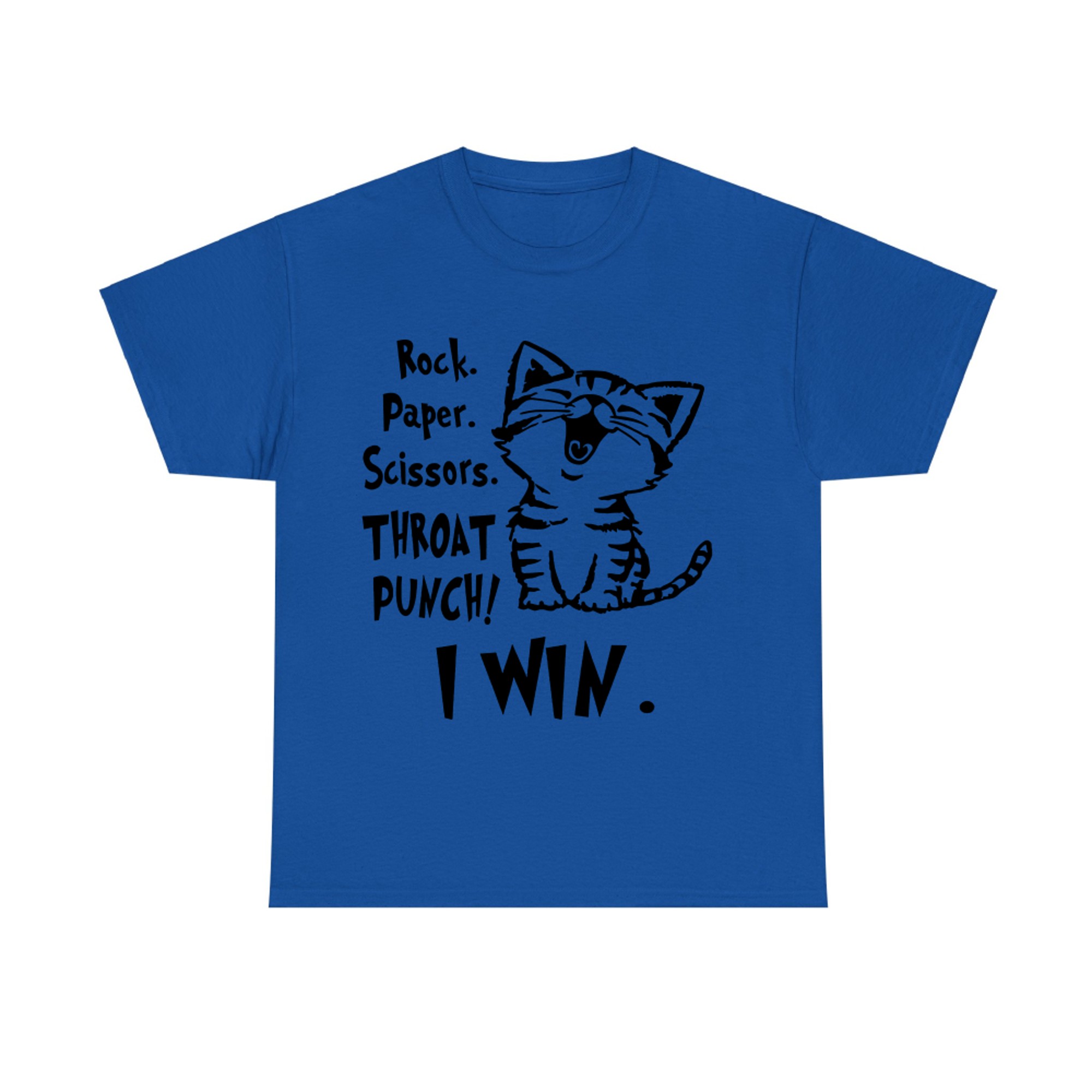 Rock Paper Scissors Throat Punch I Win CAT T-shirt