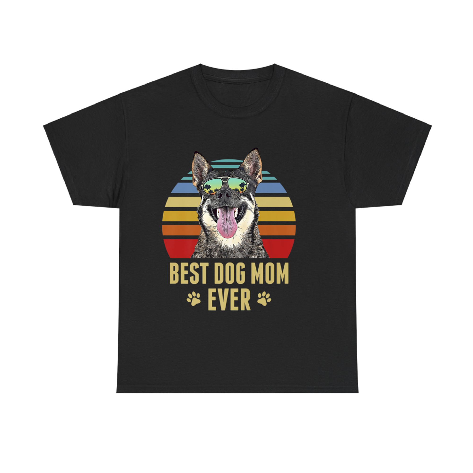 Swedish Vallhund Best Dog Mom Ever Retro Sunset T-shirt