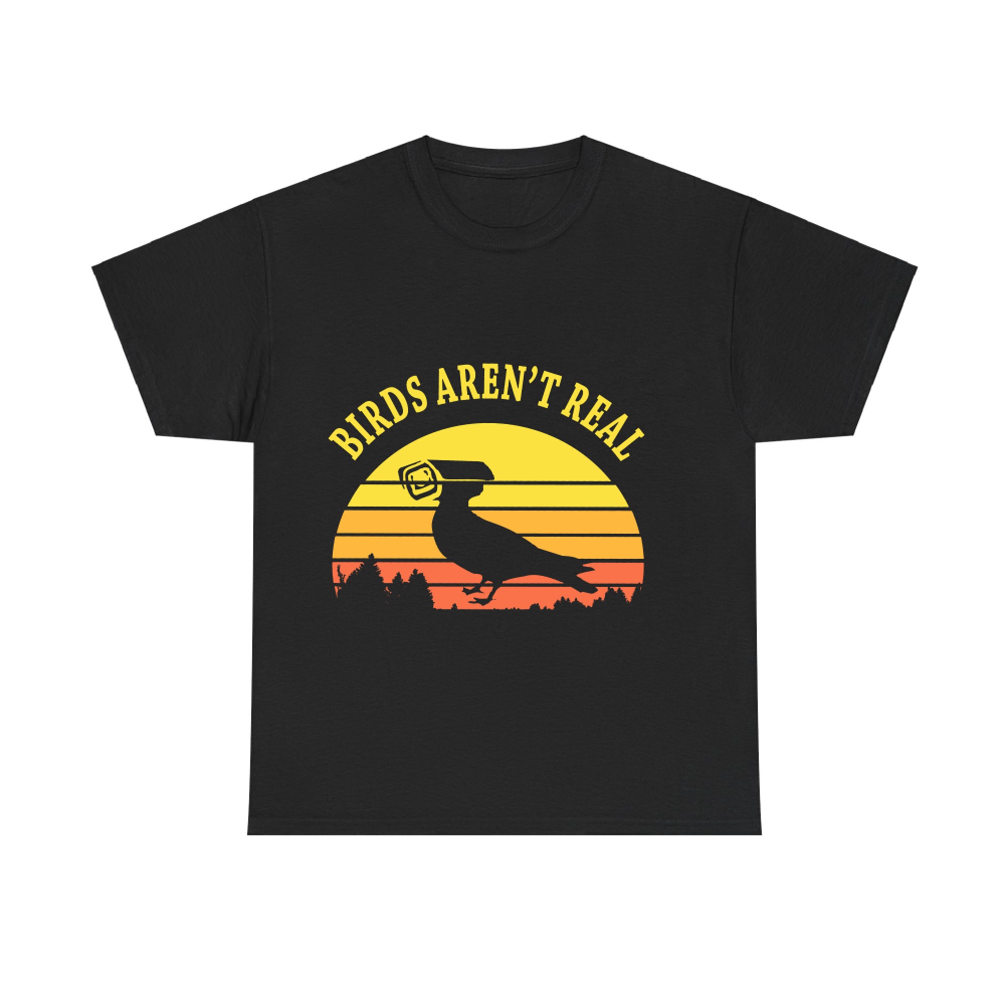 Birds Aren’t Real Conspiracy Theory Retro Sunset Funny Bird Design T-shirt
