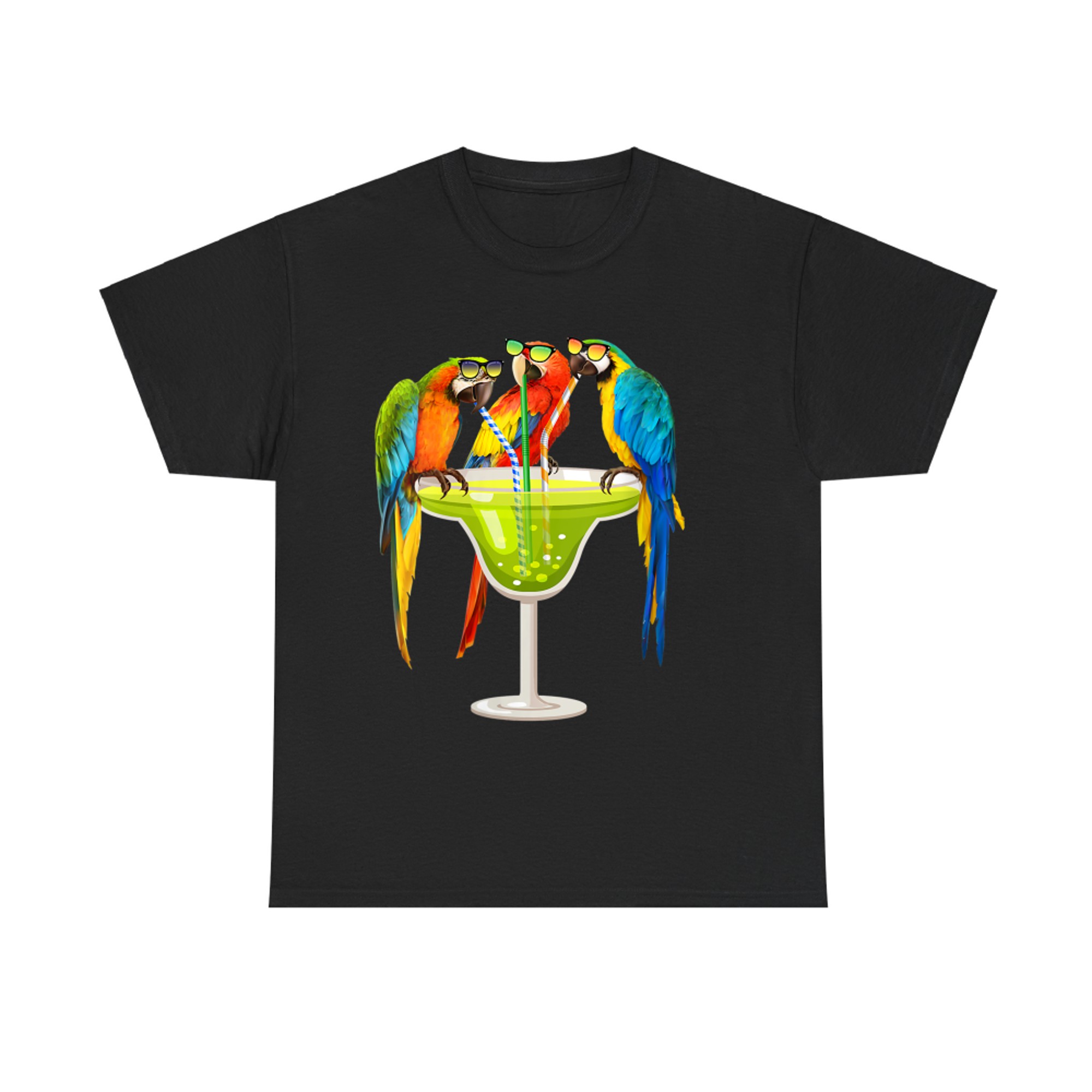 Parrots Drinking Margarita On Summer Vacation Birds Womens Gift T-shirt