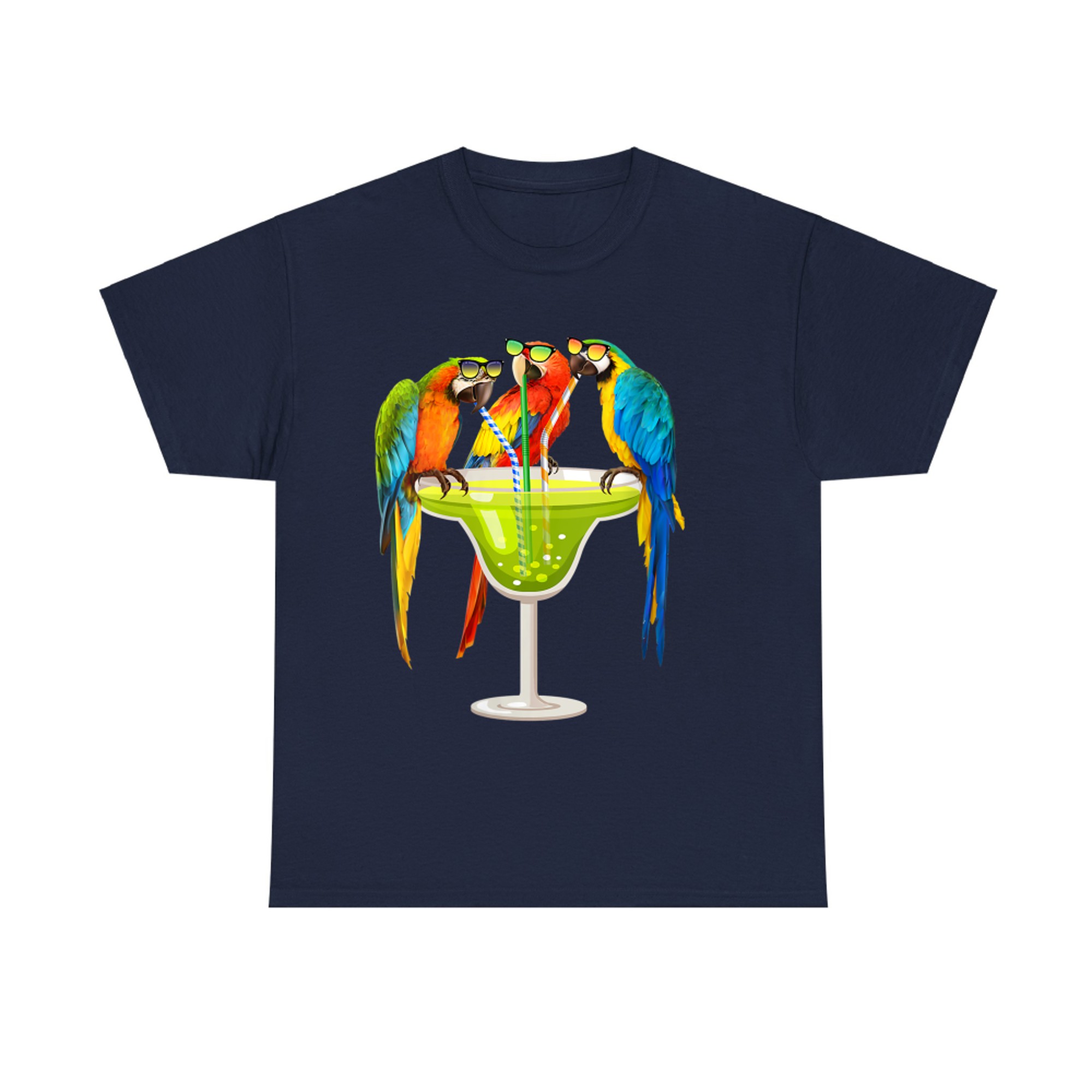 Parrots Drinking Margarita On Summer Vacation Birds Womens Gift T-shirt