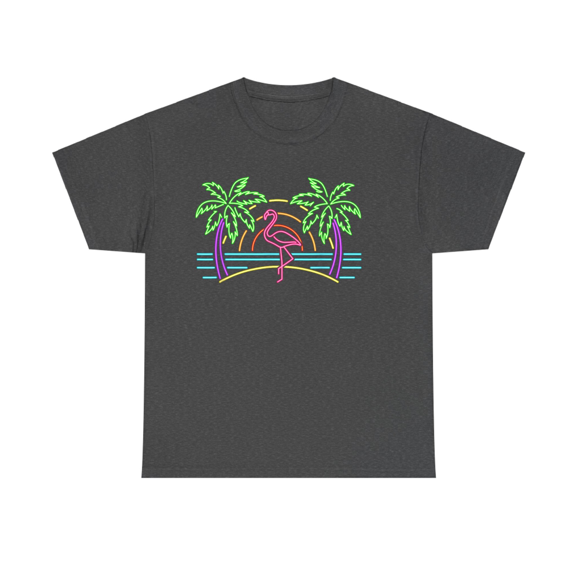 80s Vintage Palm Trees Retro Neon Pink Flamingo Summer Vibes T-Shirt
