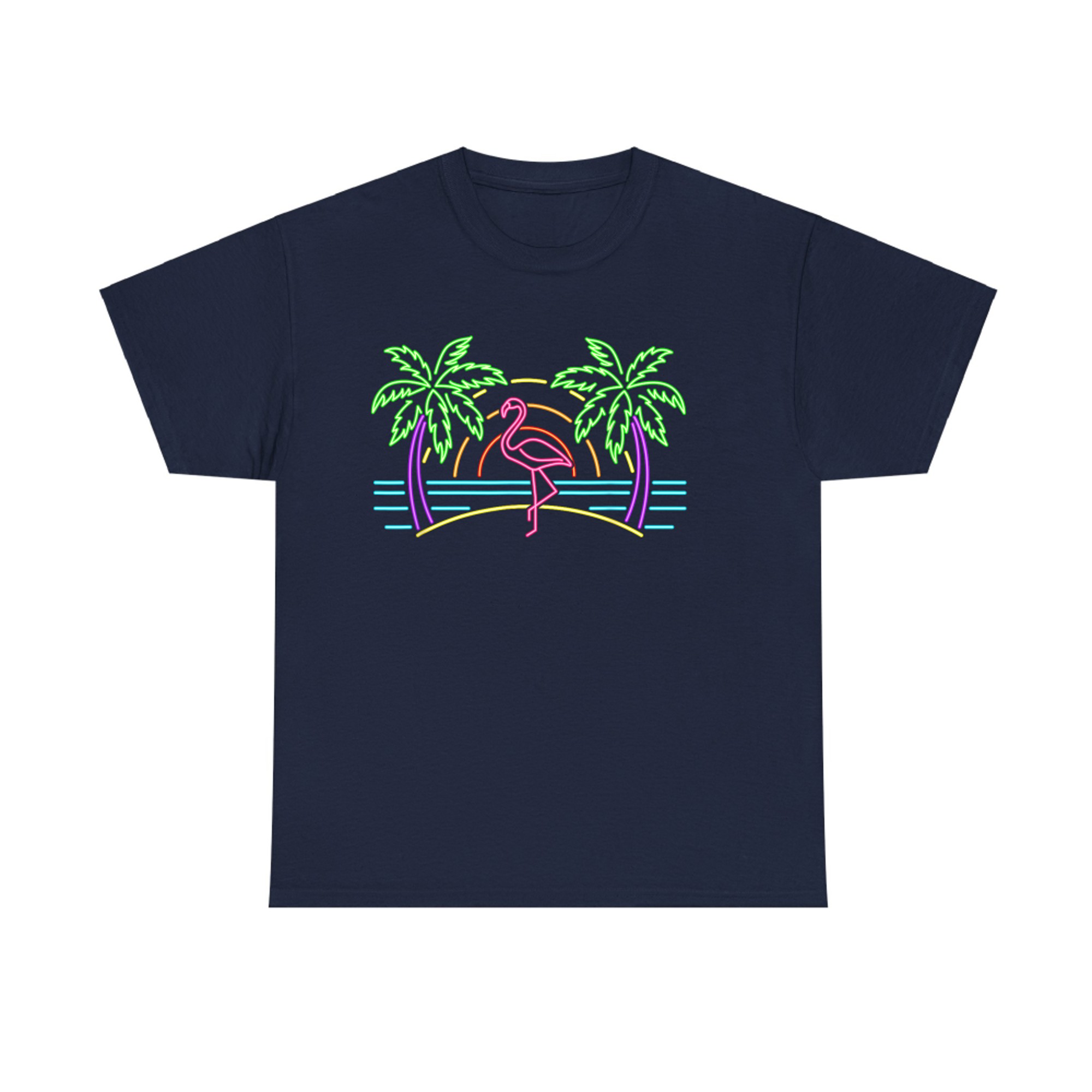 80s Vintage Palm Trees Retro Neon Pink Flamingo Summer Vibes T-Shirt