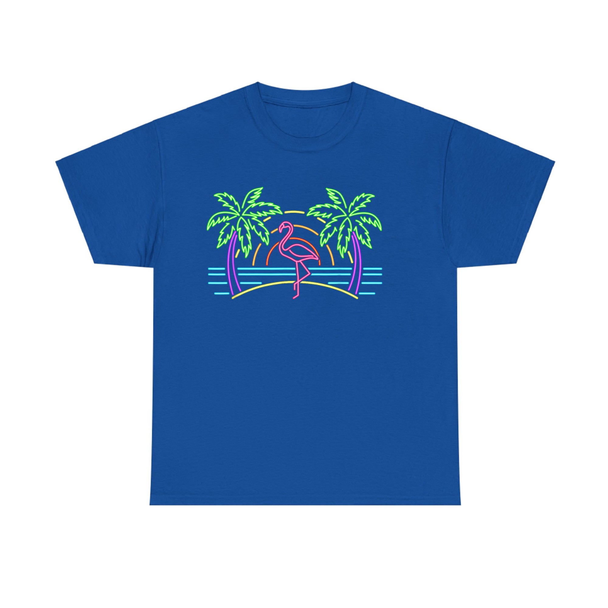 80s Vintage Palm Trees Retro Neon Pink Flamingo Summer Vibes T-Shirt