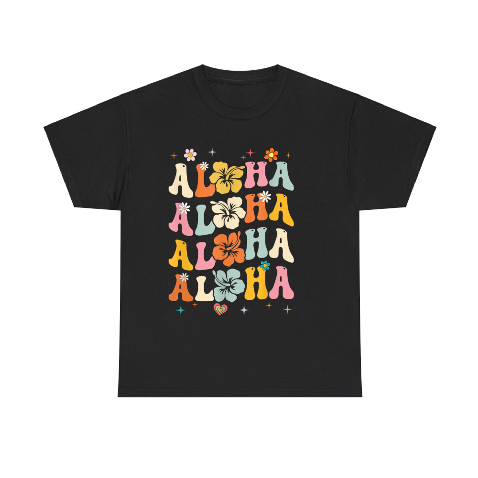 Aloha Women Hawaii Family Vacation Trip Girls Summer Groovy T-Shirt