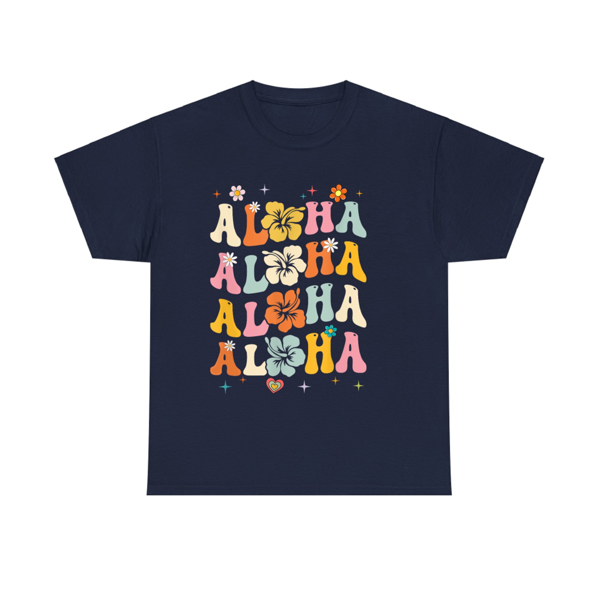 Aloha Women Hawaii Family Vacation Trip Girls Summer Groovy T-Shirt