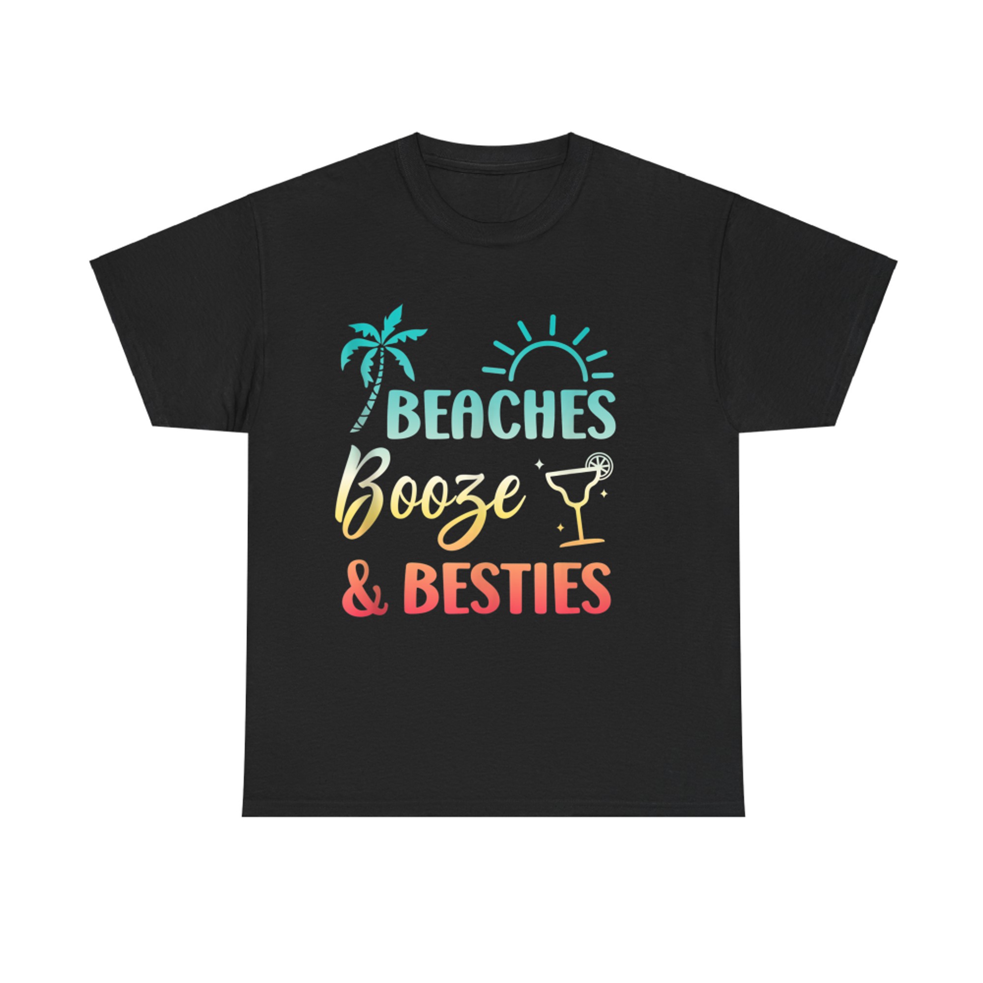 Beaches Booze & Besties Girls Vacation Summer Matching T-Shirt