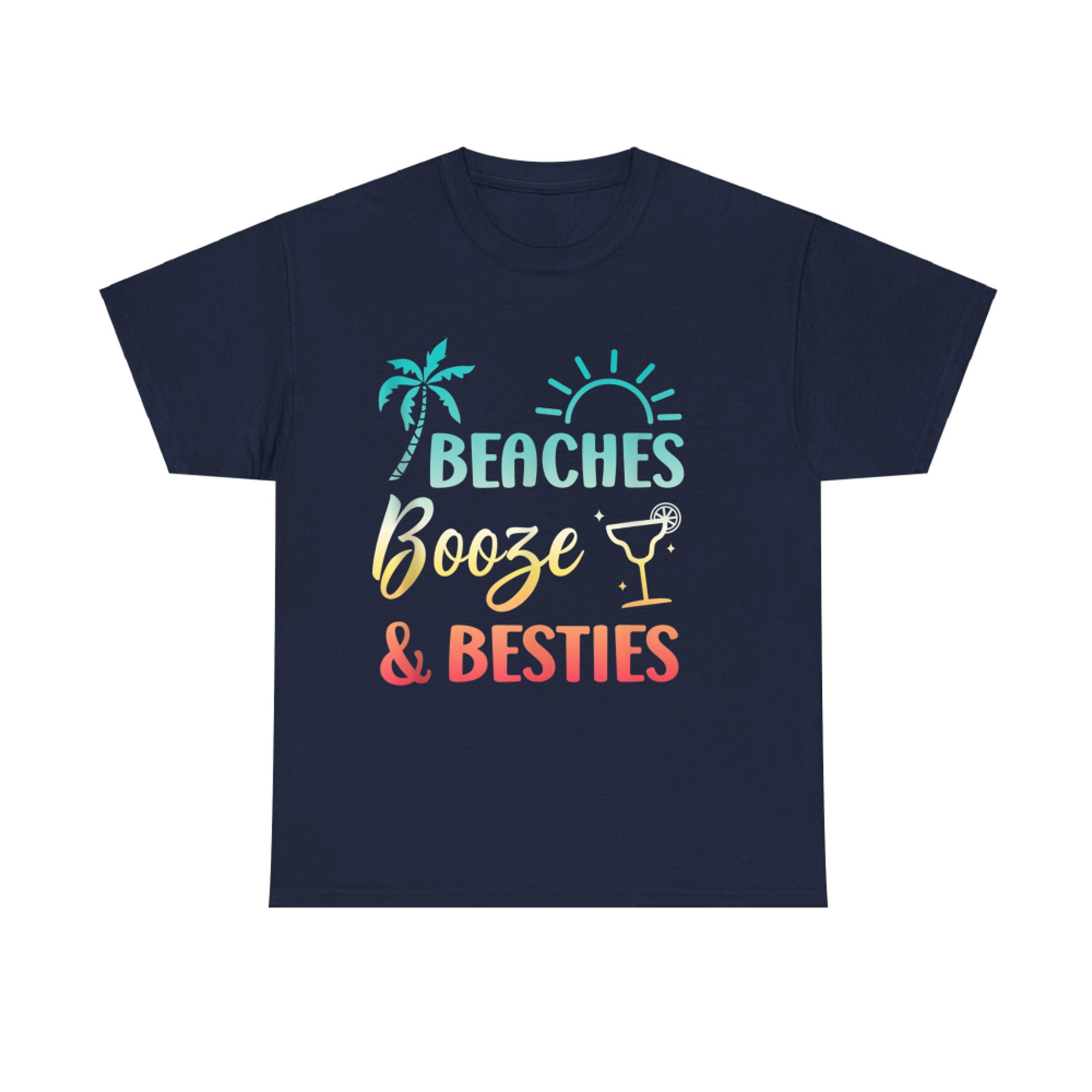 Beaches Booze & Besties Girls Vacation Summer Matching T-Shirt