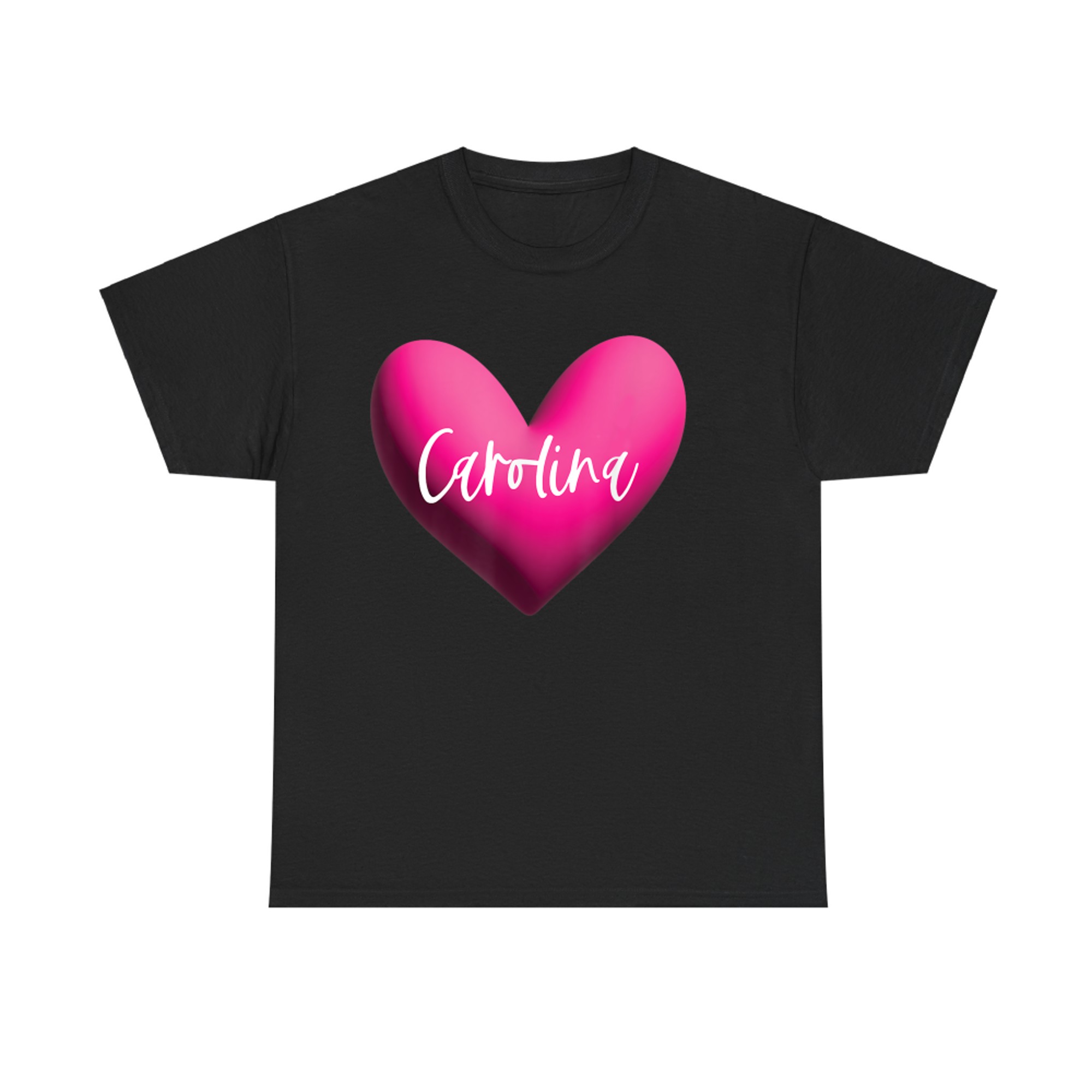 Carolina Pink Heart Personalized Name Gift for Women Girls Romantic Love Aesthetic T-Shirt