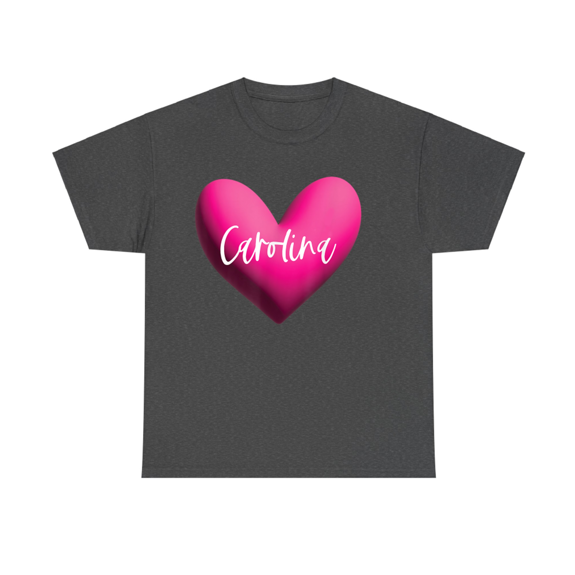Carolina Pink Heart Personalized Name Gift for Women Girls Romantic Love Aesthetic T-Shirt