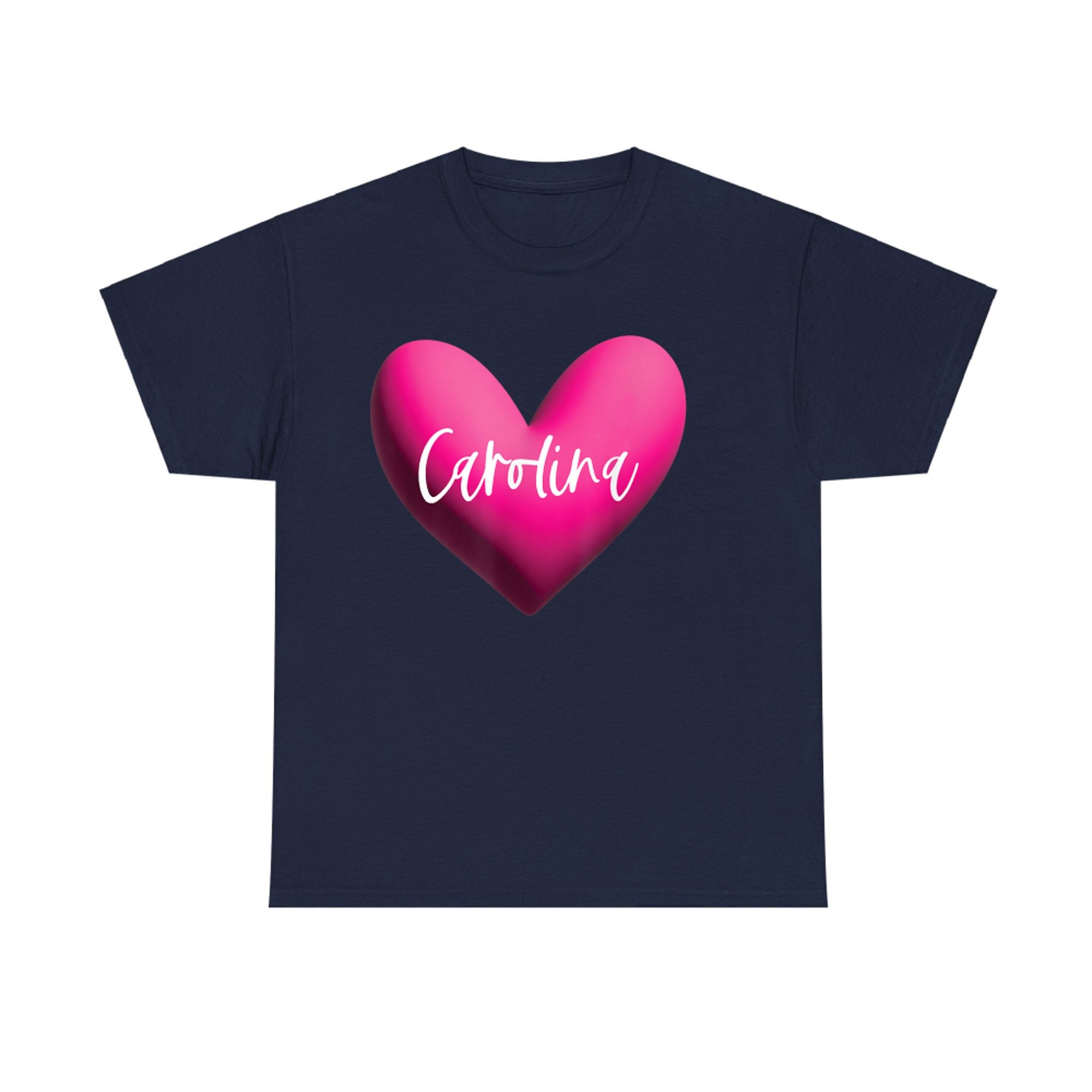 Carolina Pink Heart Personalized Name Gift for Women Girls Romantic Love Aesthetic T-Shirt