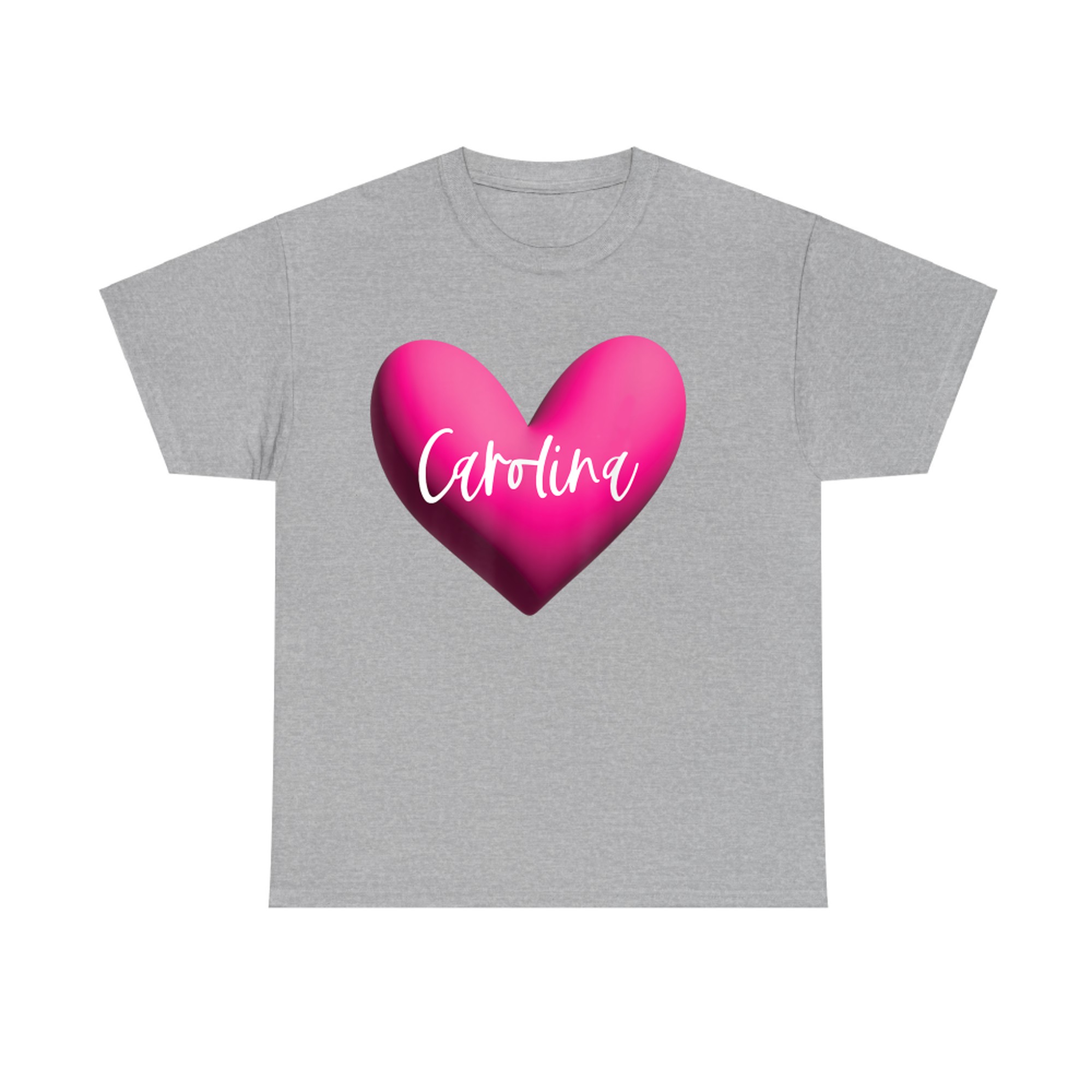 Carolina Pink Heart Personalized Name Gift for Women Girls Romantic Love Aesthetic T-Shirt