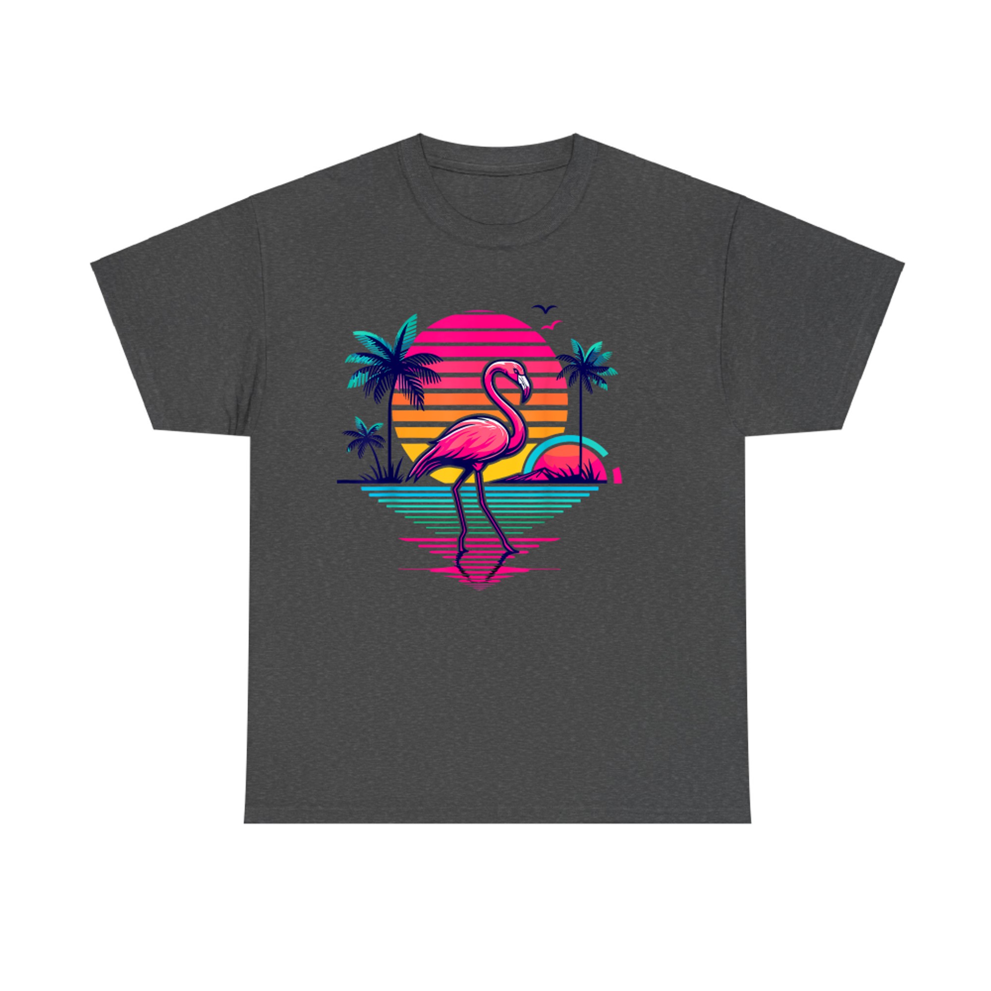 Flamingo Beach Summer Palm Trees Tropical Summer T-Shirt