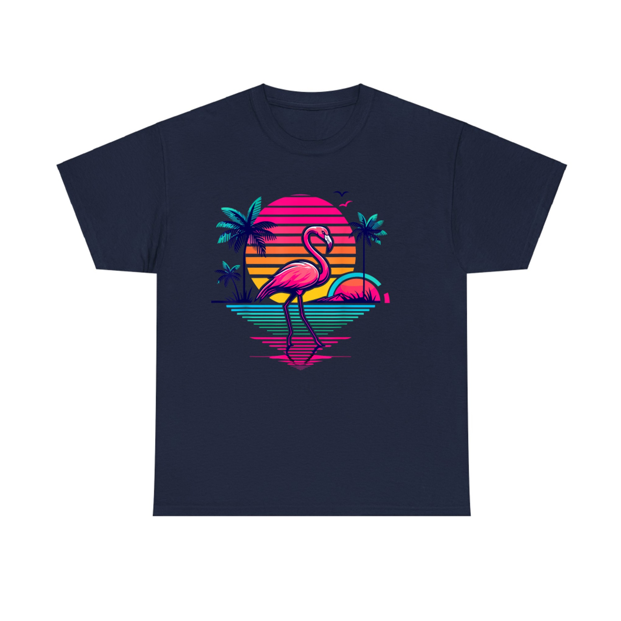 Flamingo Beach Summer Palm Trees Tropical Summer T-Shirt