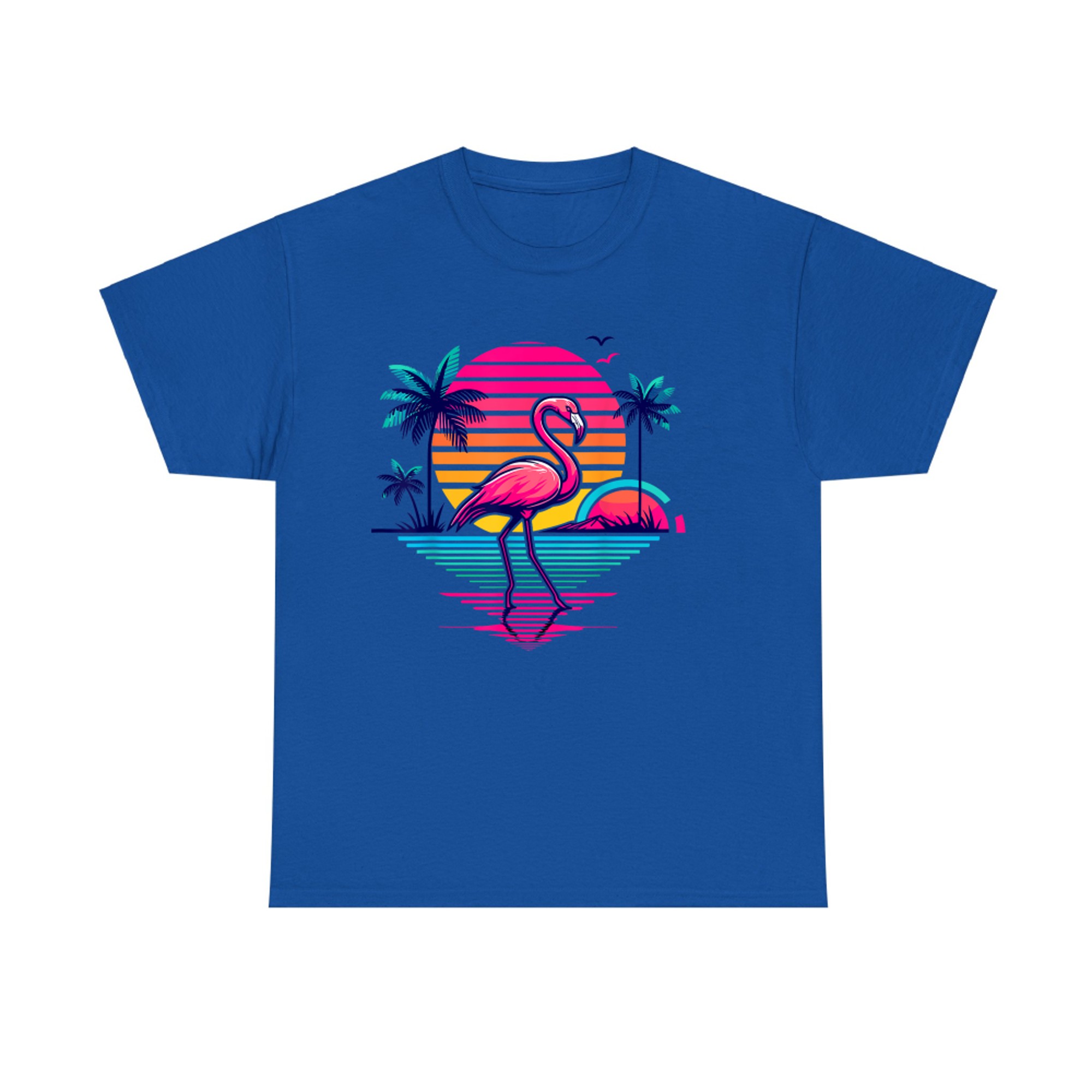 Flamingo Beach Summer Palm Trees Tropical Summer T-Shirt