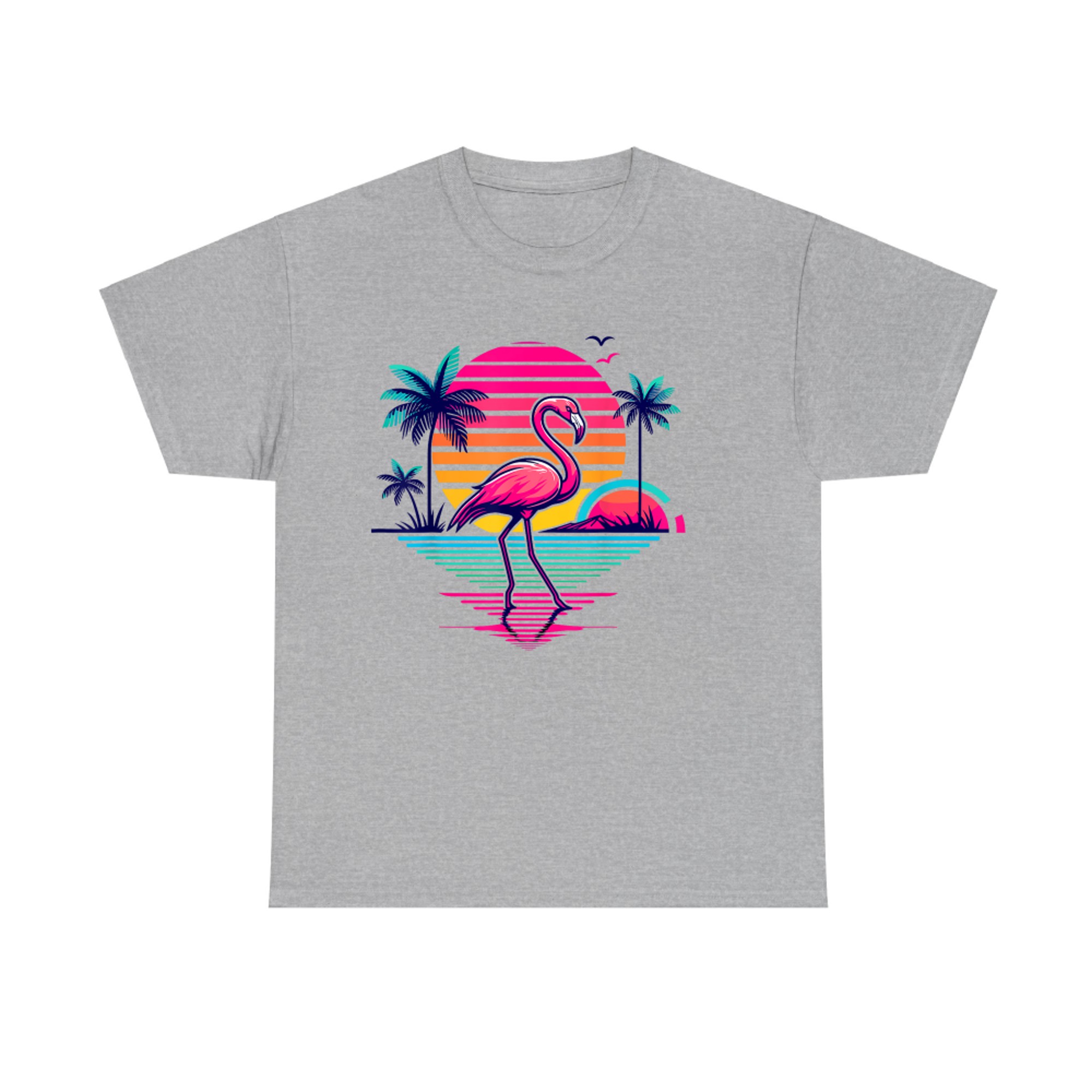 Flamingo Beach Summer Palm Trees Tropical Summer T-Shirt