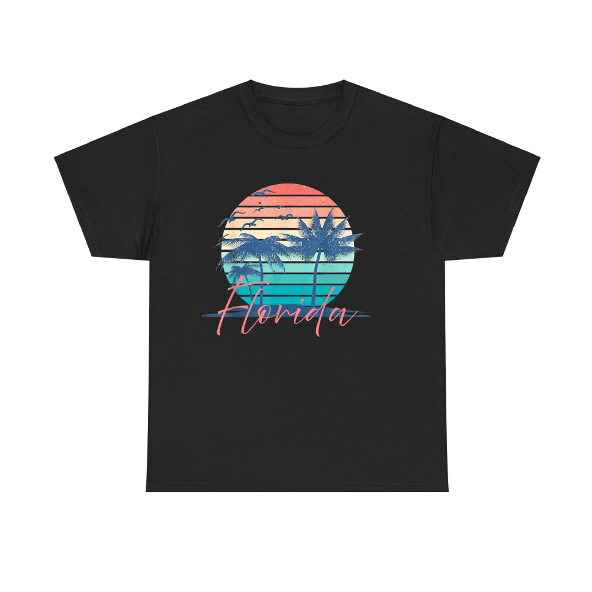 Florida Vintage Summer Vibes Beach Sunset Retro Palm Tre T-Shirt