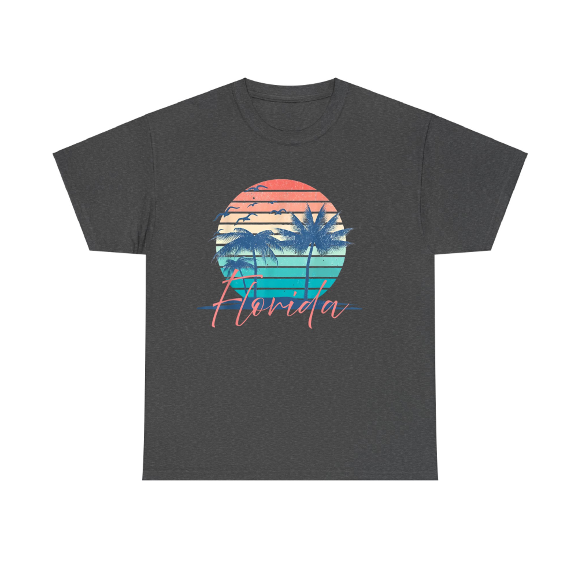 Florida Vintage Summer Vibes Beach Sunset Retro Palm Tre T-Shirt