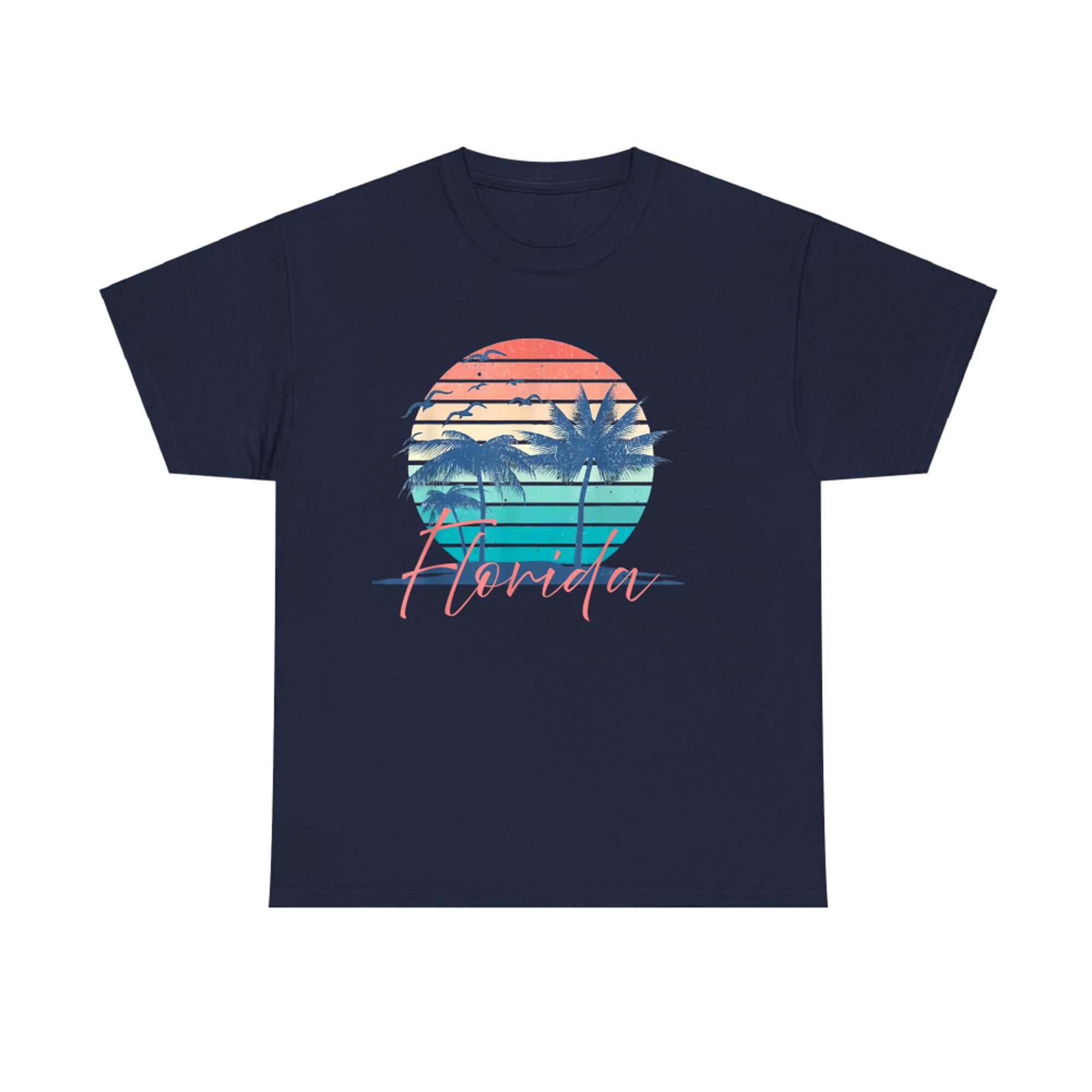 Florida Vintage Summer Vibes Beach Sunset Retro Palm Tre T-Shirt
