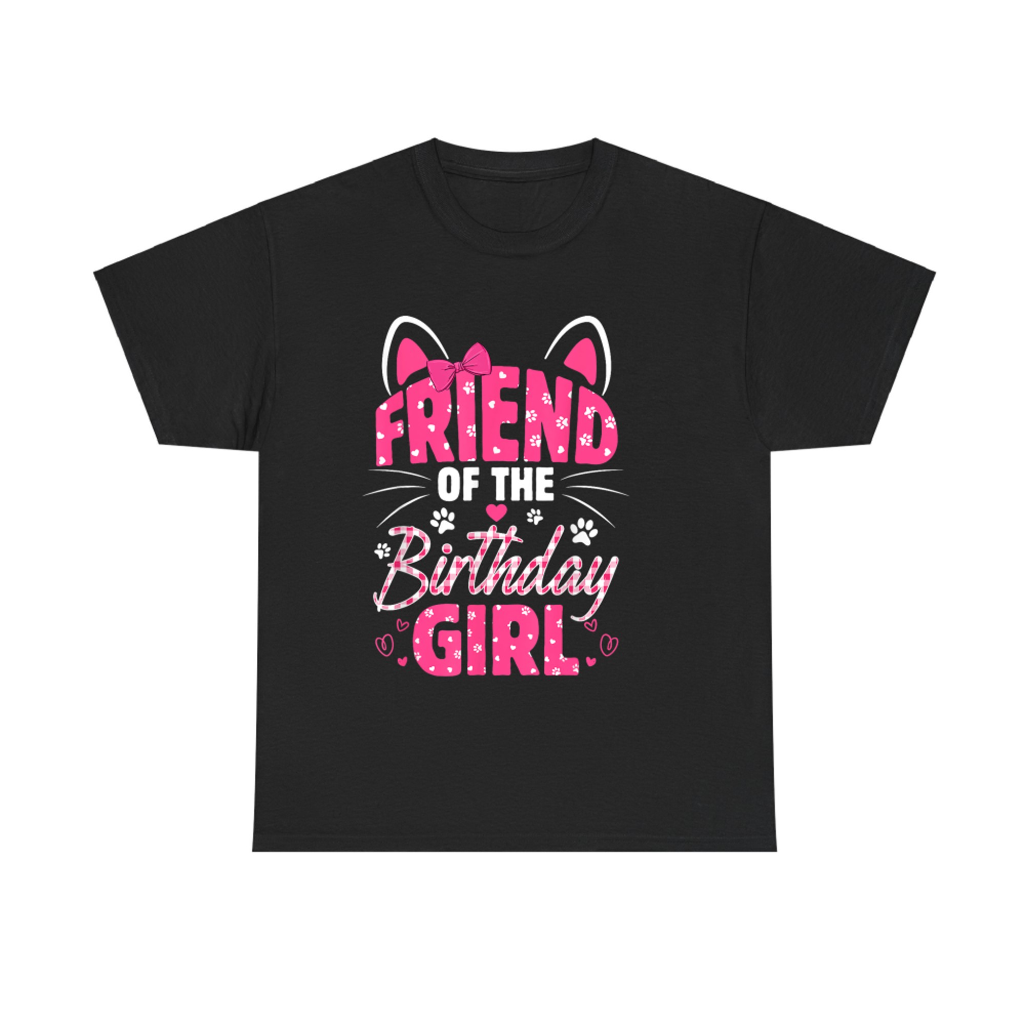 Friend of the Birthday Girl Cute Cat Pink Party Gift T-Shirt