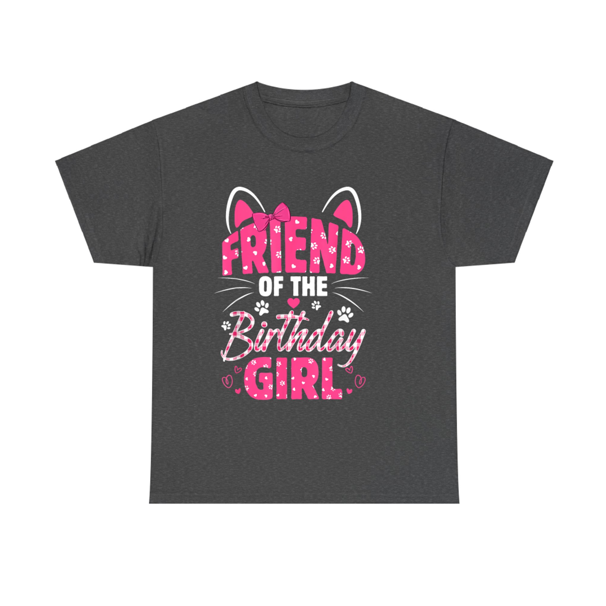 Friend of the Birthday Girl Cute Cat Pink Party Gift T-Shirt
