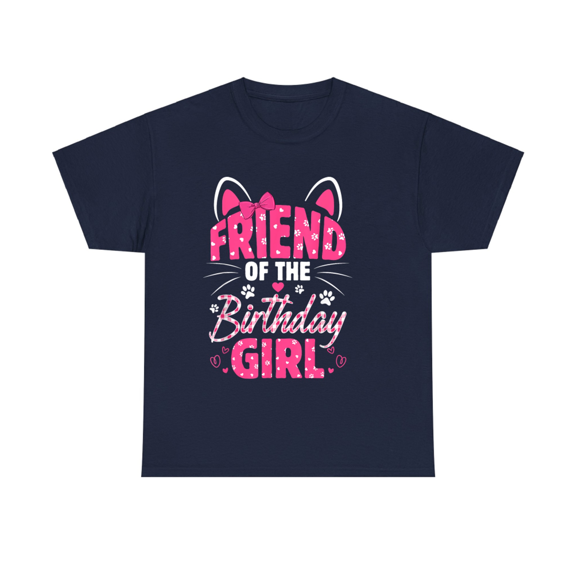 Friend of the Birthday Girl Cute Cat Pink Party Gift T-Shirt