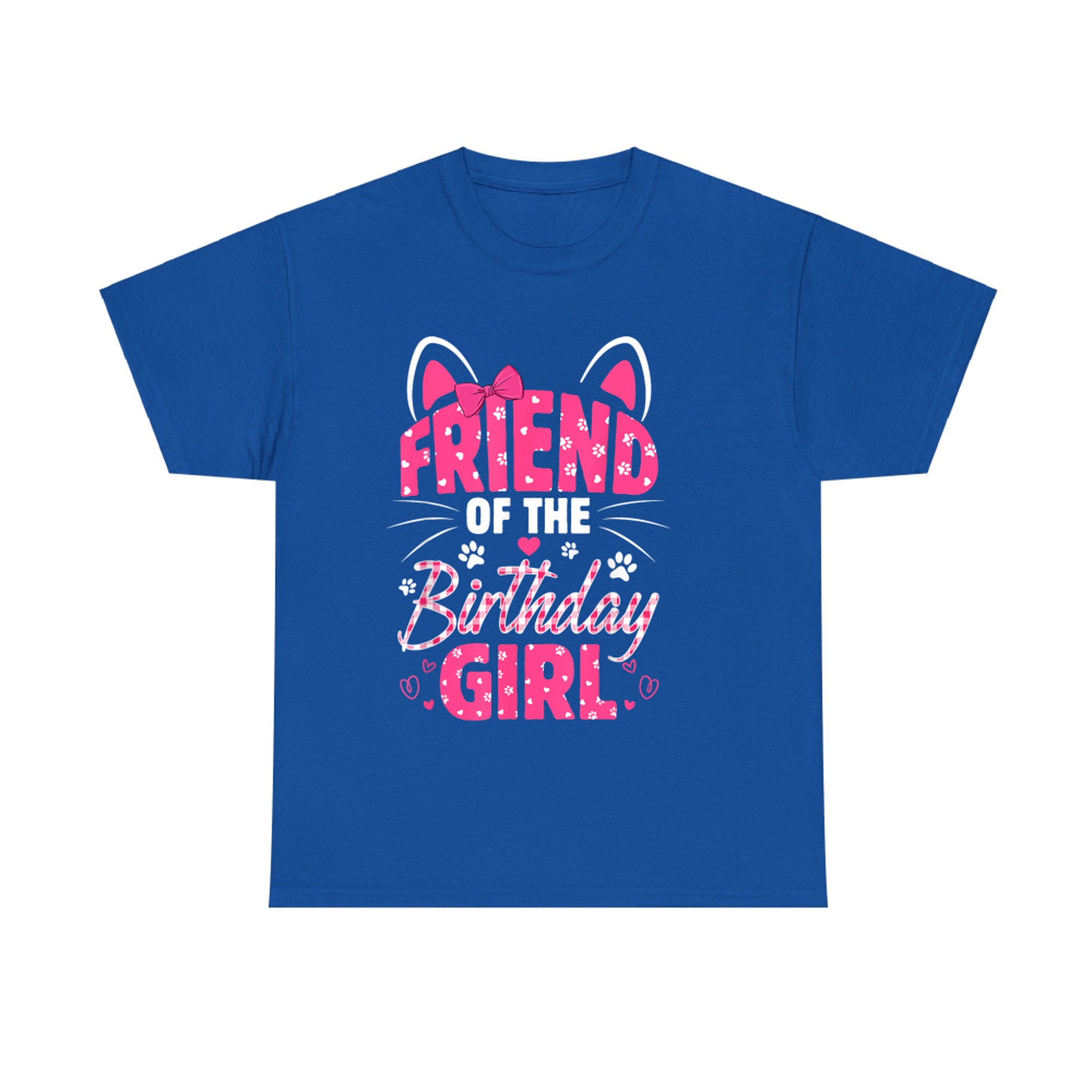 Friend of the Birthday Girl Cute Cat Pink Party Gift T-Shirt