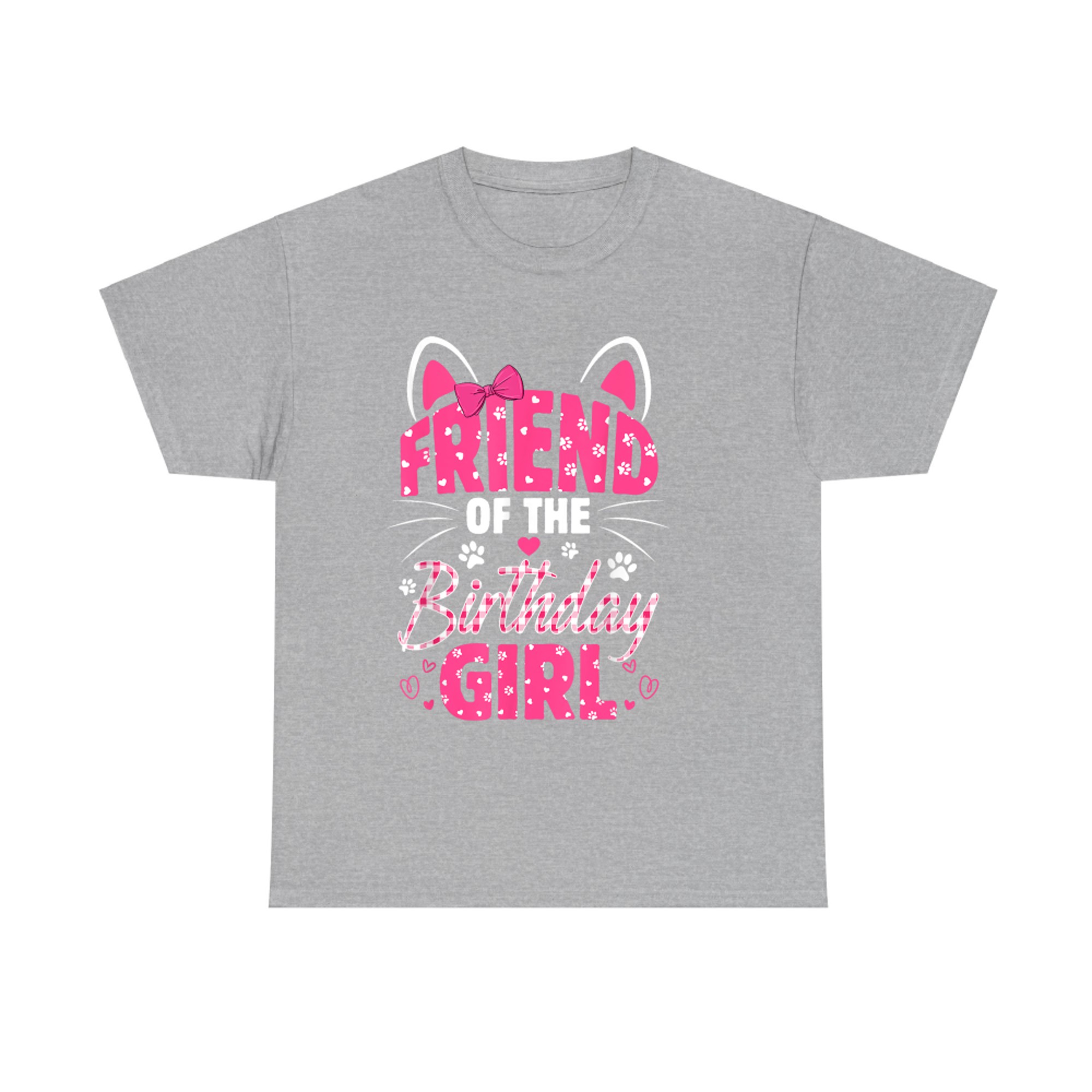 Friend of the Birthday Girl Cute Cat Pink Party Gift T-Shirt