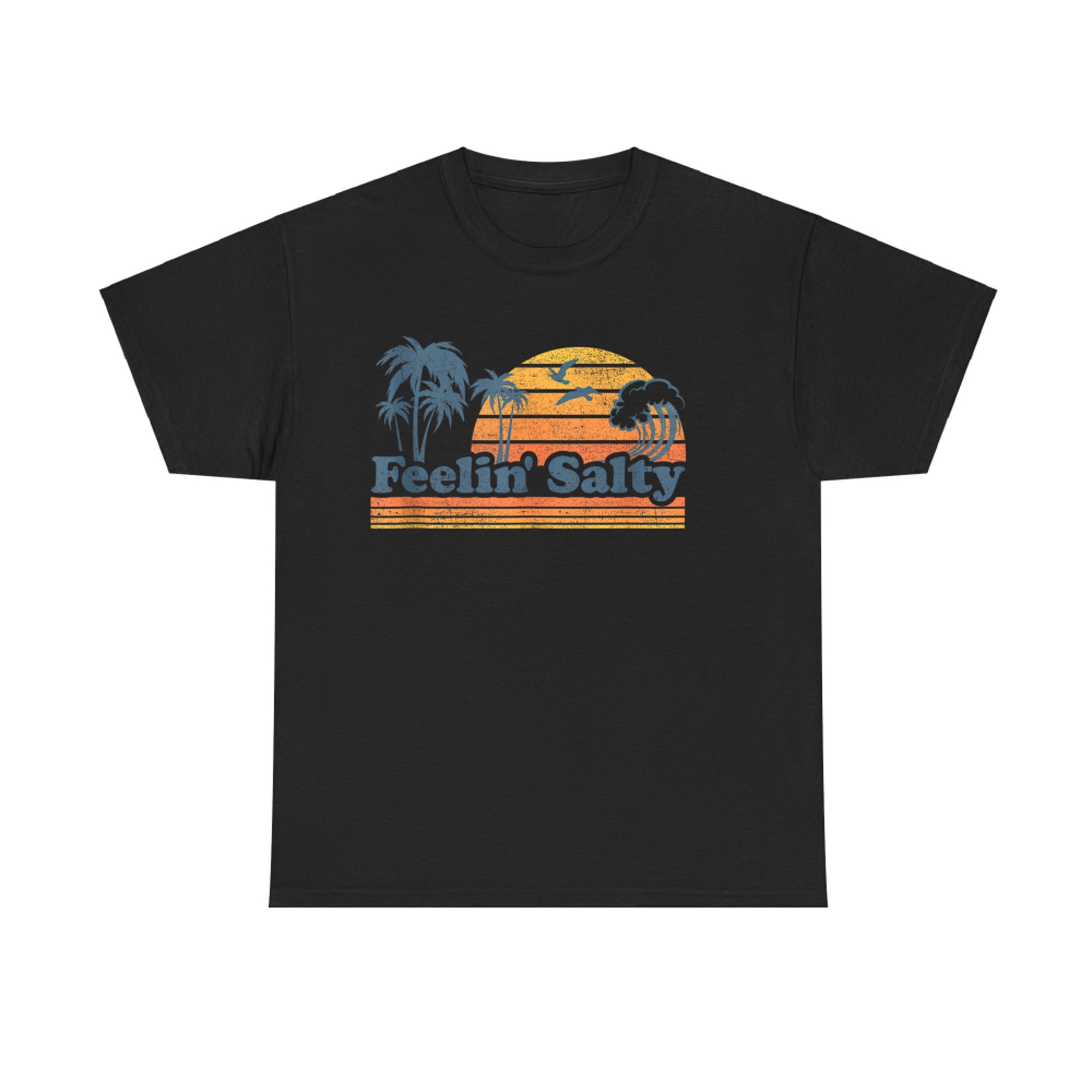 Funny Feelin Salty Beach Summer Vacation Vintage 70's Retro T-Shirt