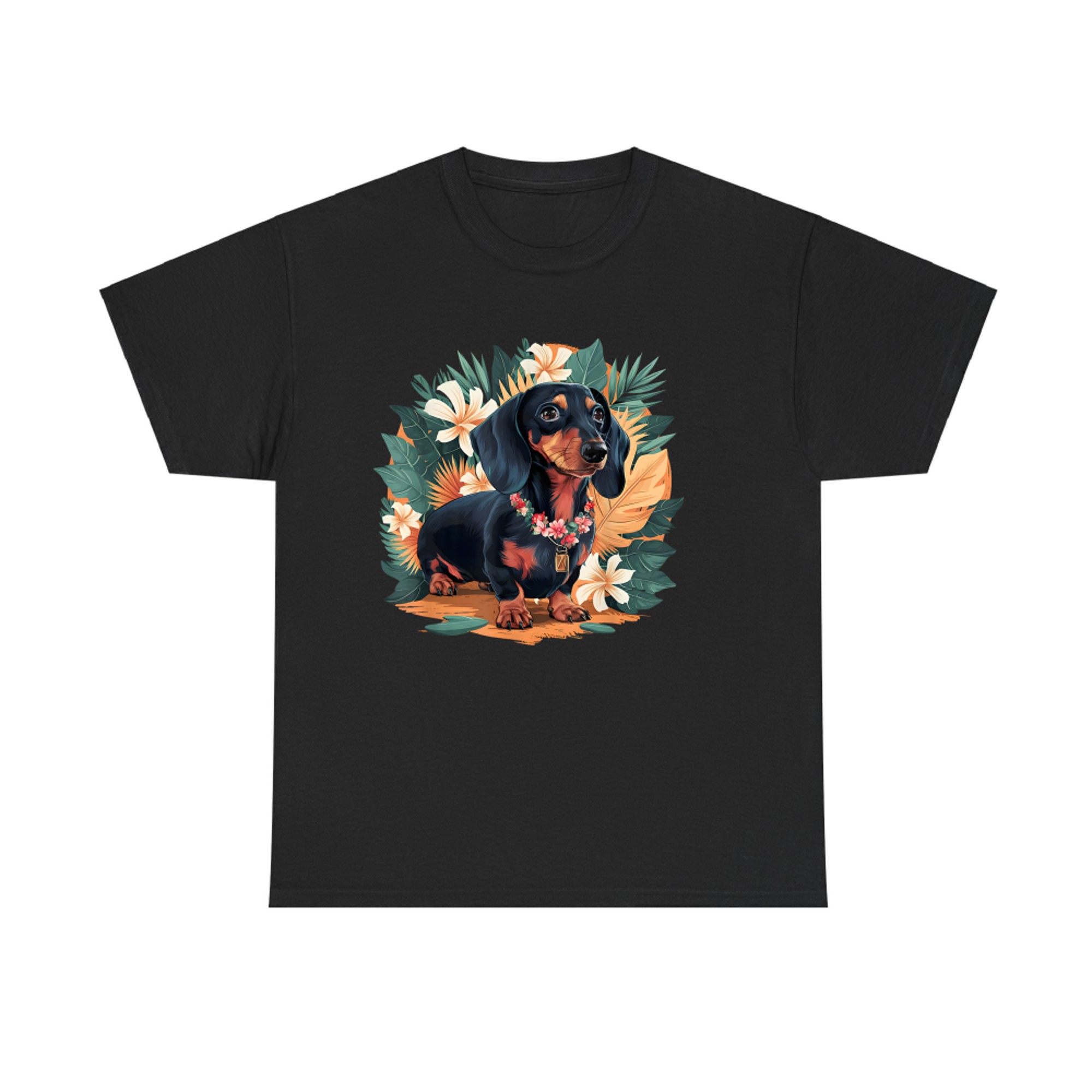 Hawaiian Dachshund Dog Retro Style Floral Summer Vacation T-Shirt