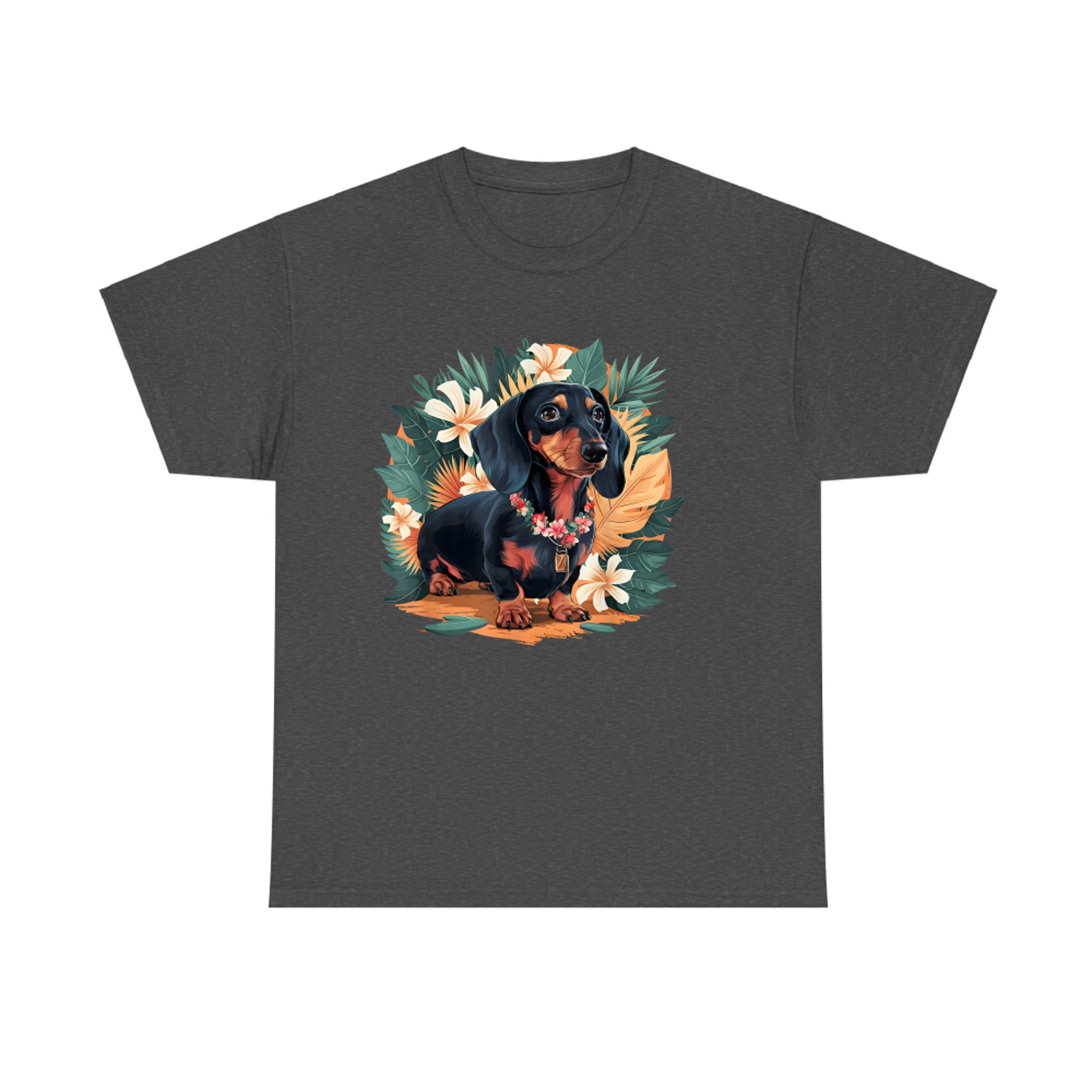 Hawaiian Dachshund Dog Retro Style Floral Summer Vacation T-Shirt