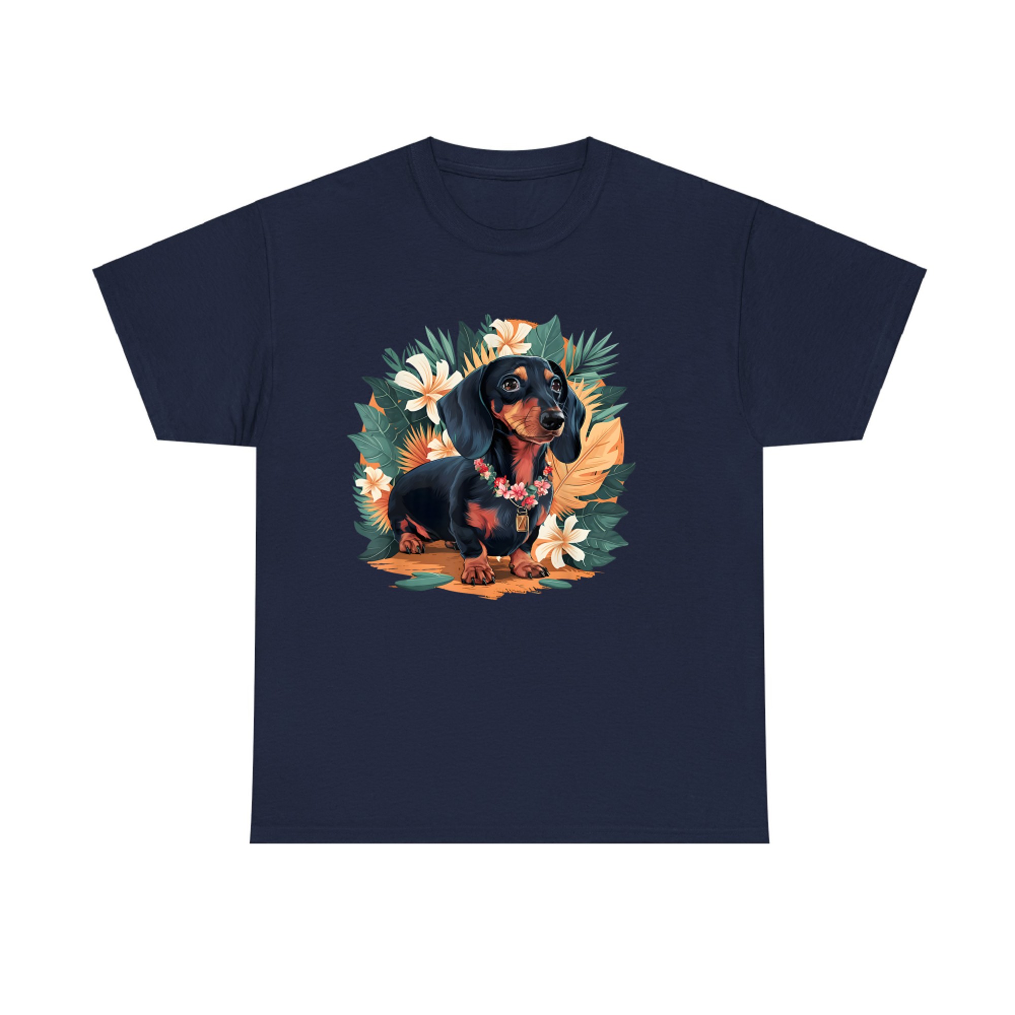 Hawaiian Dachshund Dog Retro Style Floral Summer Vacation T-Shirt