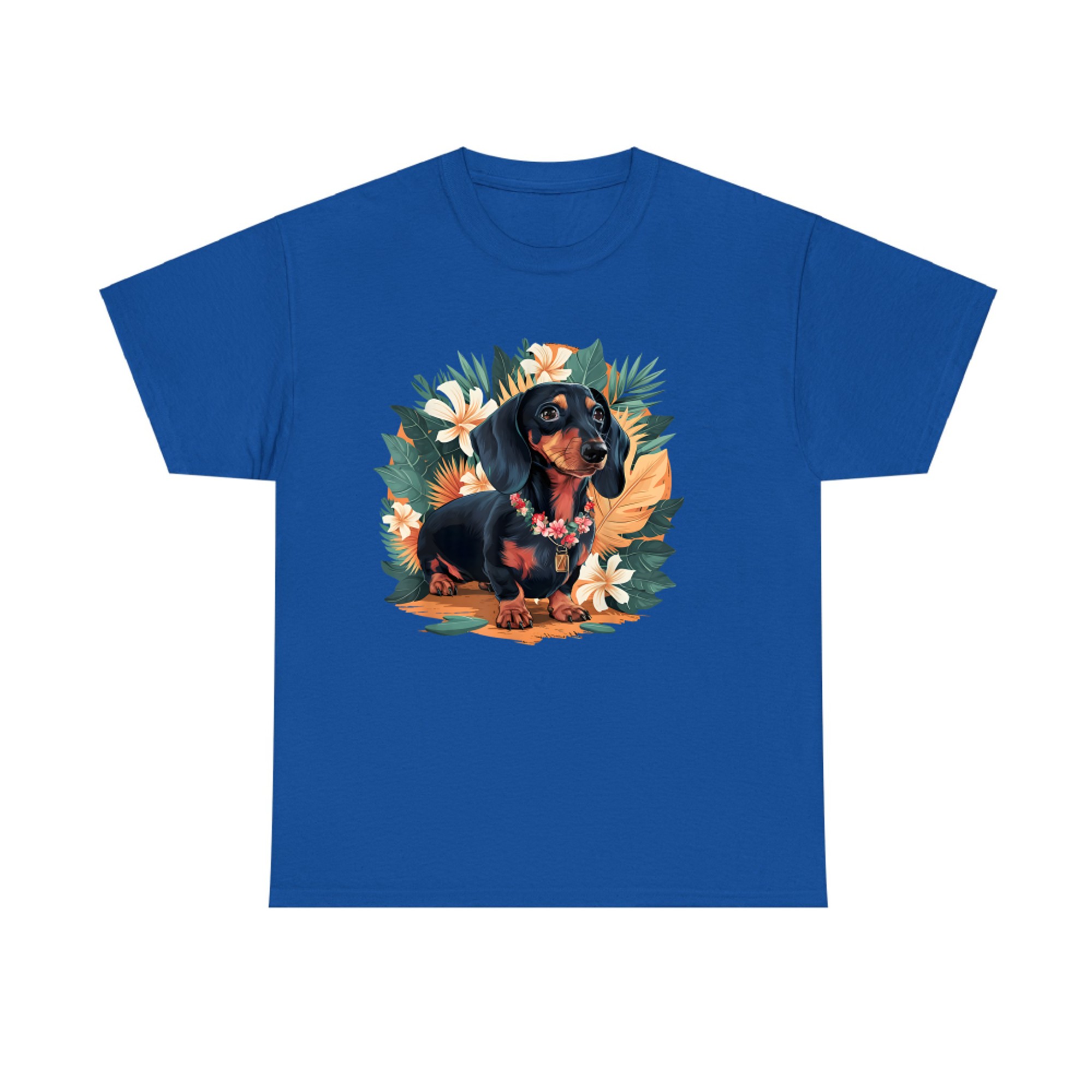 Hawaiian Dachshund Dog Retro Style Floral Summer Vacation T-Shirt
