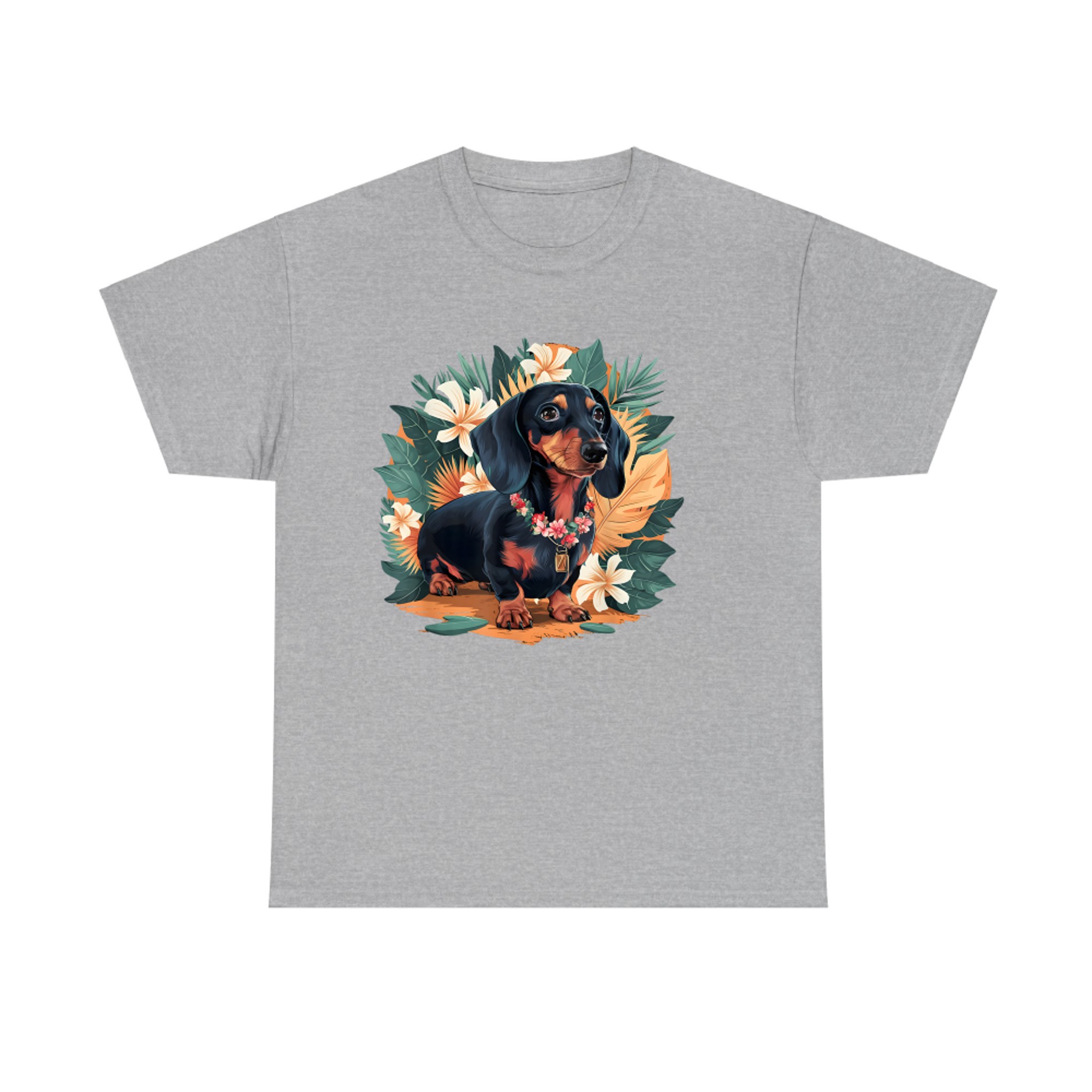 Hawaiian Dachshund Dog Retro Style Floral Summer Vacation T-Shirt