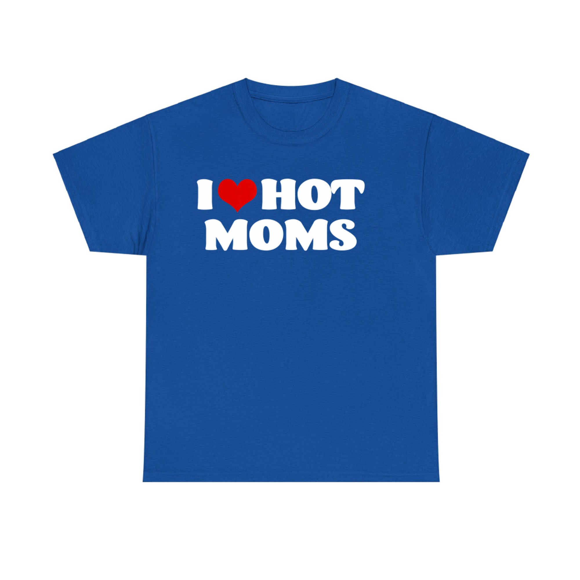 I Love Hot Moms Funny Red Heart Hot Mother Retro Vintage Style T-Shirt