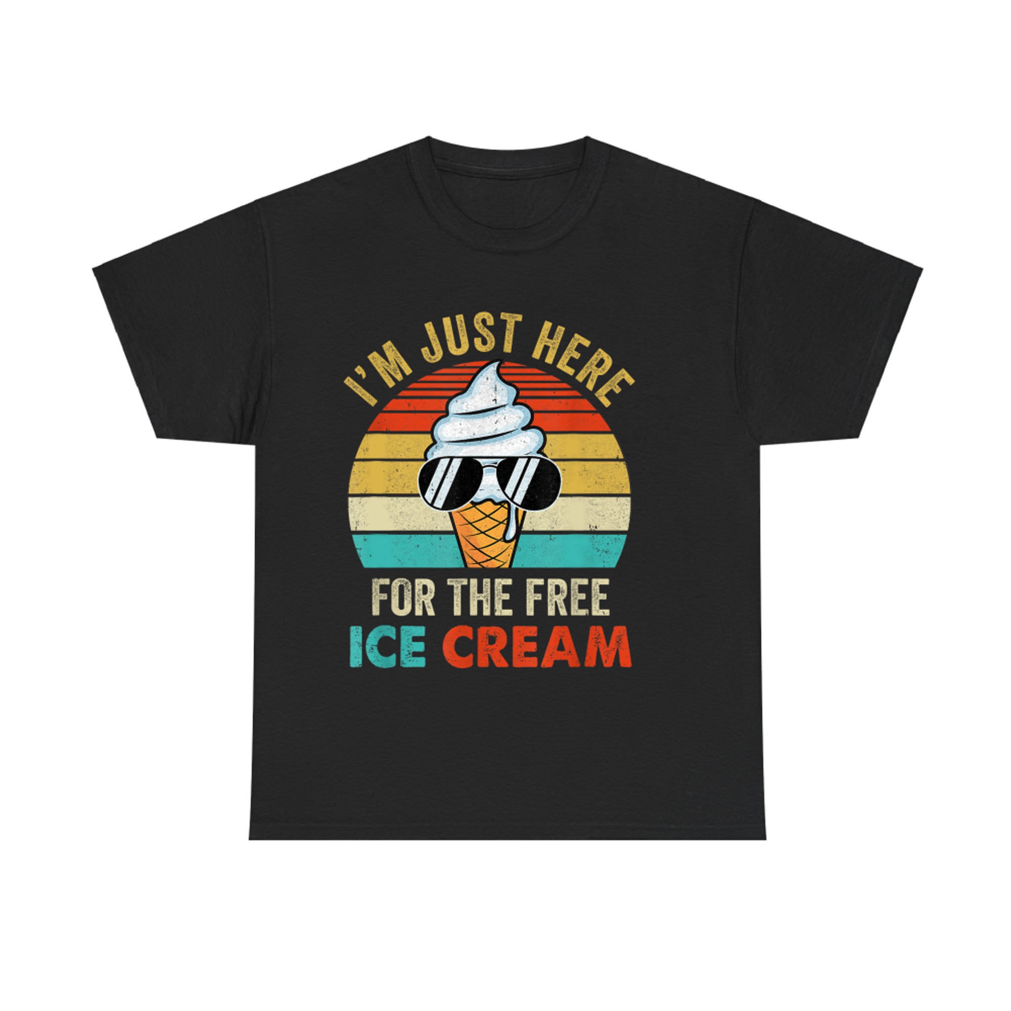 I'm Just Here For The Free Ice Cream Funny Cruise Retro T-Shirt