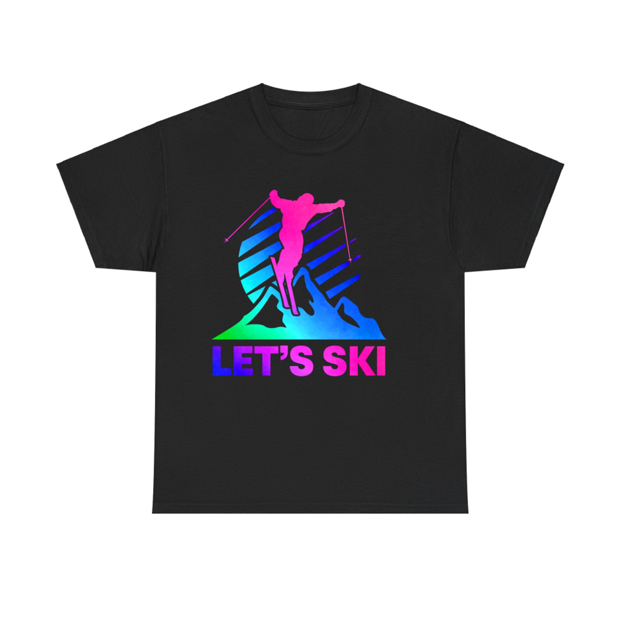 Let's Ski Vintage 80s 90s Skiing Colorful Winter Sports T-Shirt