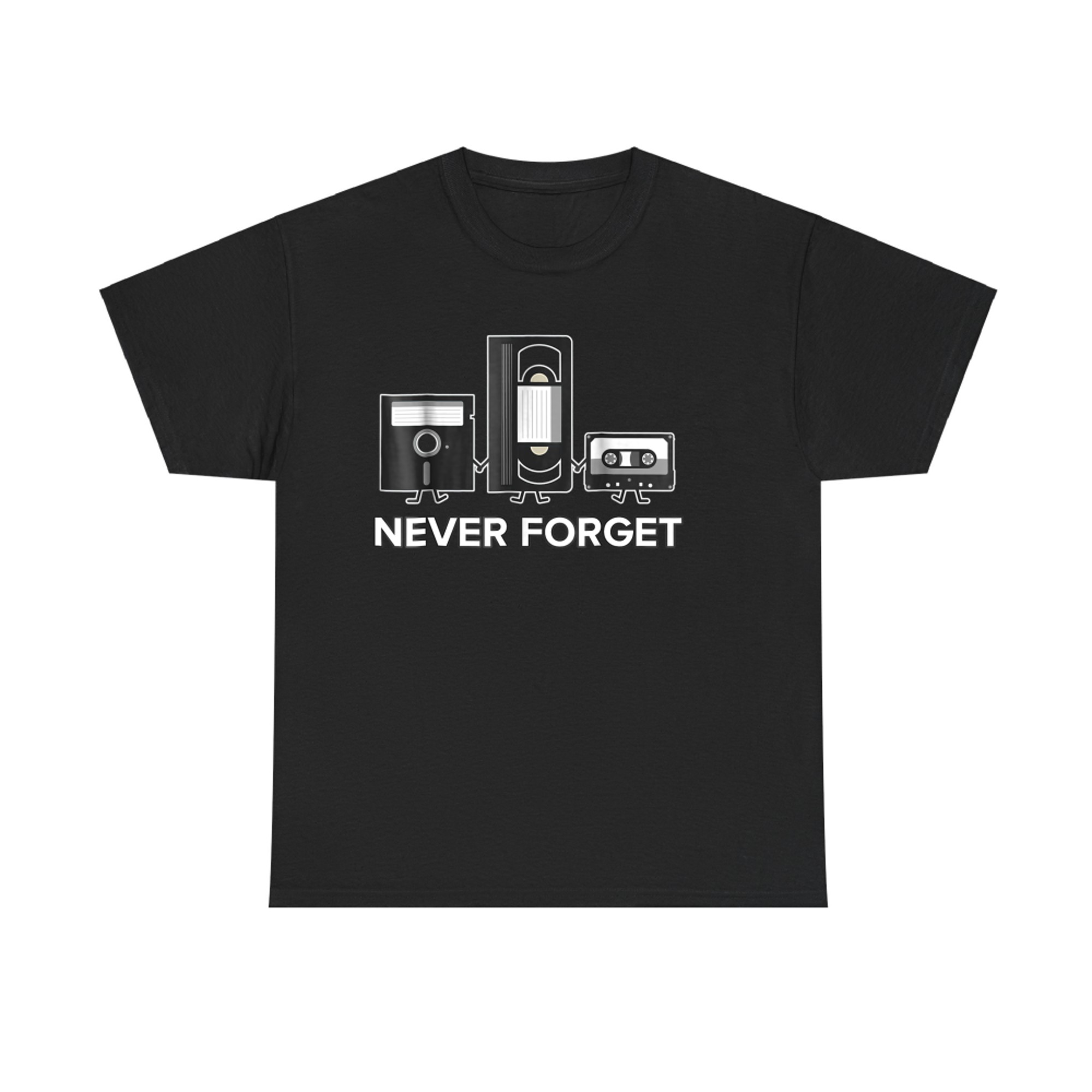 Never Forget Funny Floppy Disk VHS Tape 90s 80s Retro T-Shirt