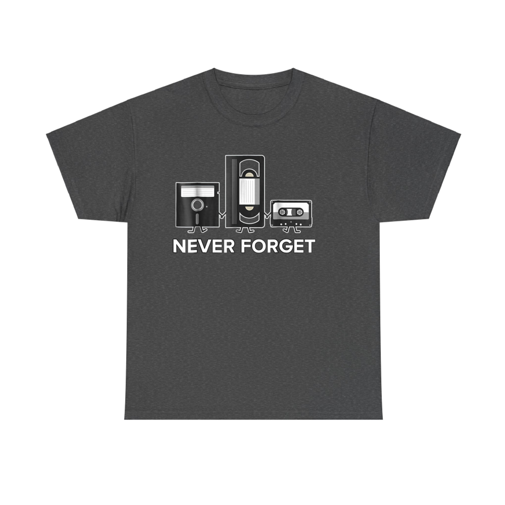 Never Forget Funny Floppy Disk VHS Tape 90s 80s Retro T-Shirt