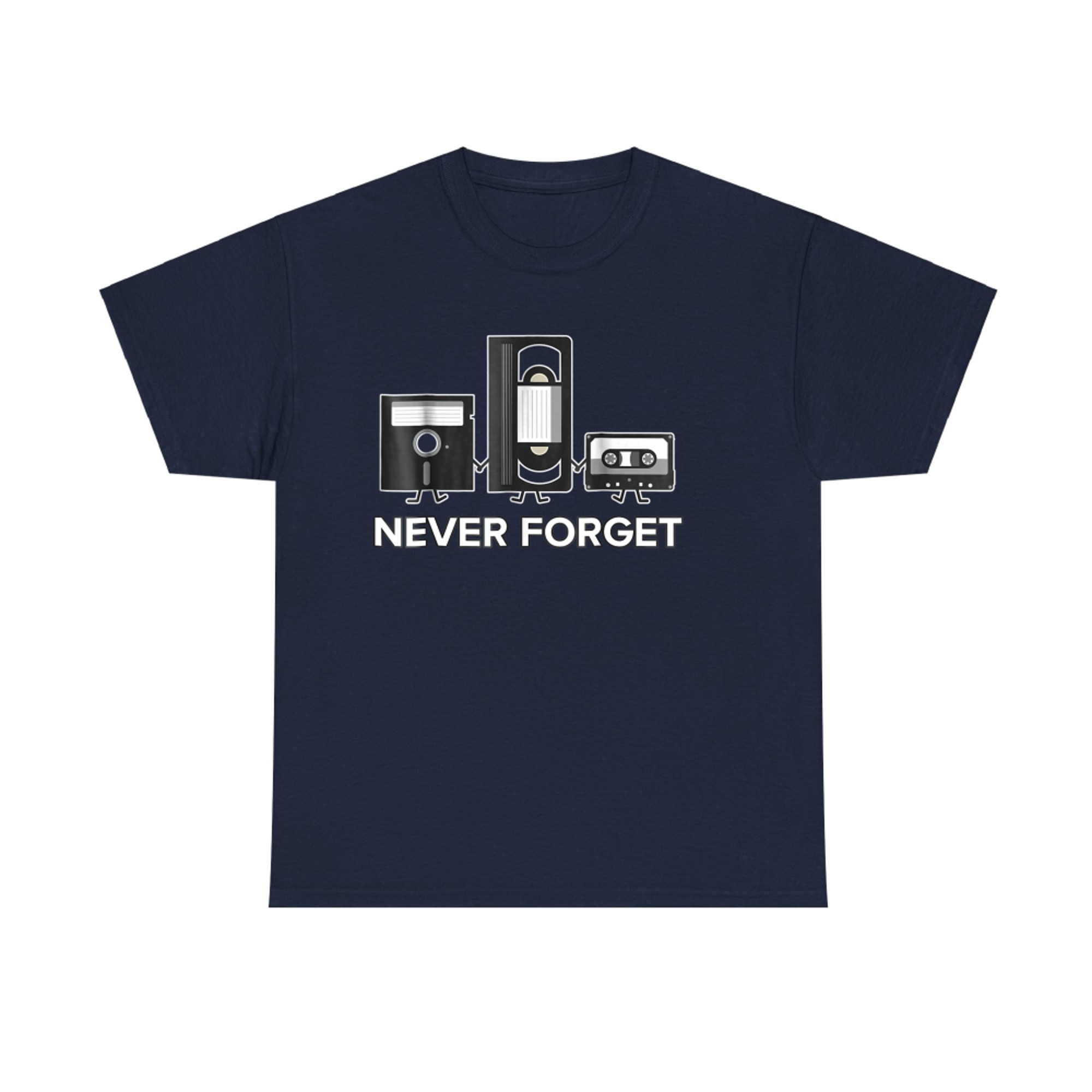 Never Forget Funny Floppy Disk VHS Tape 90s 80s Retro T-Shirt