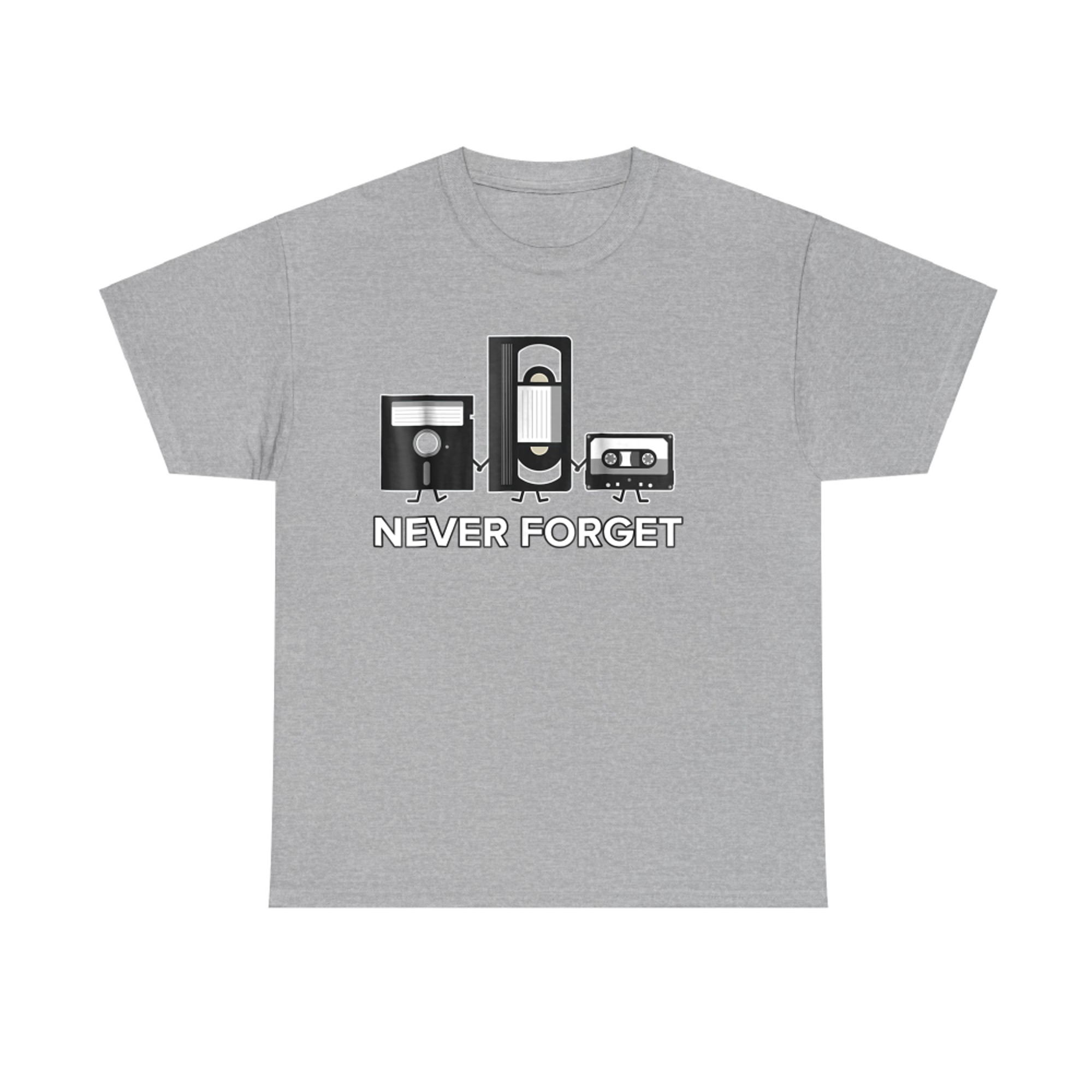 Never Forget Funny Floppy Disk VHS Tape 90s 80s Retro T-Shirt
