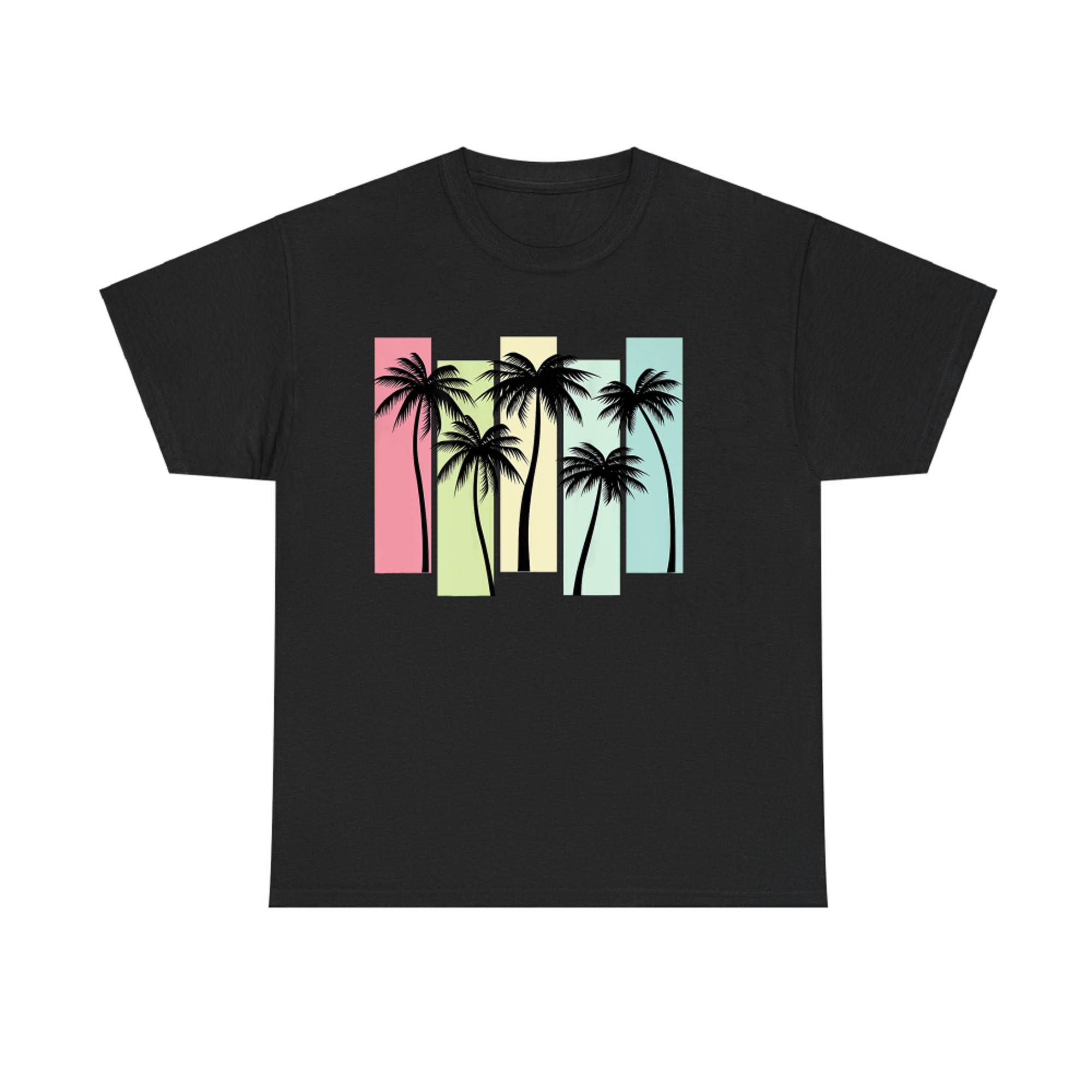 On Back Retro Art Deco Summer Vacation Tropical Palm Trees T-Shirt