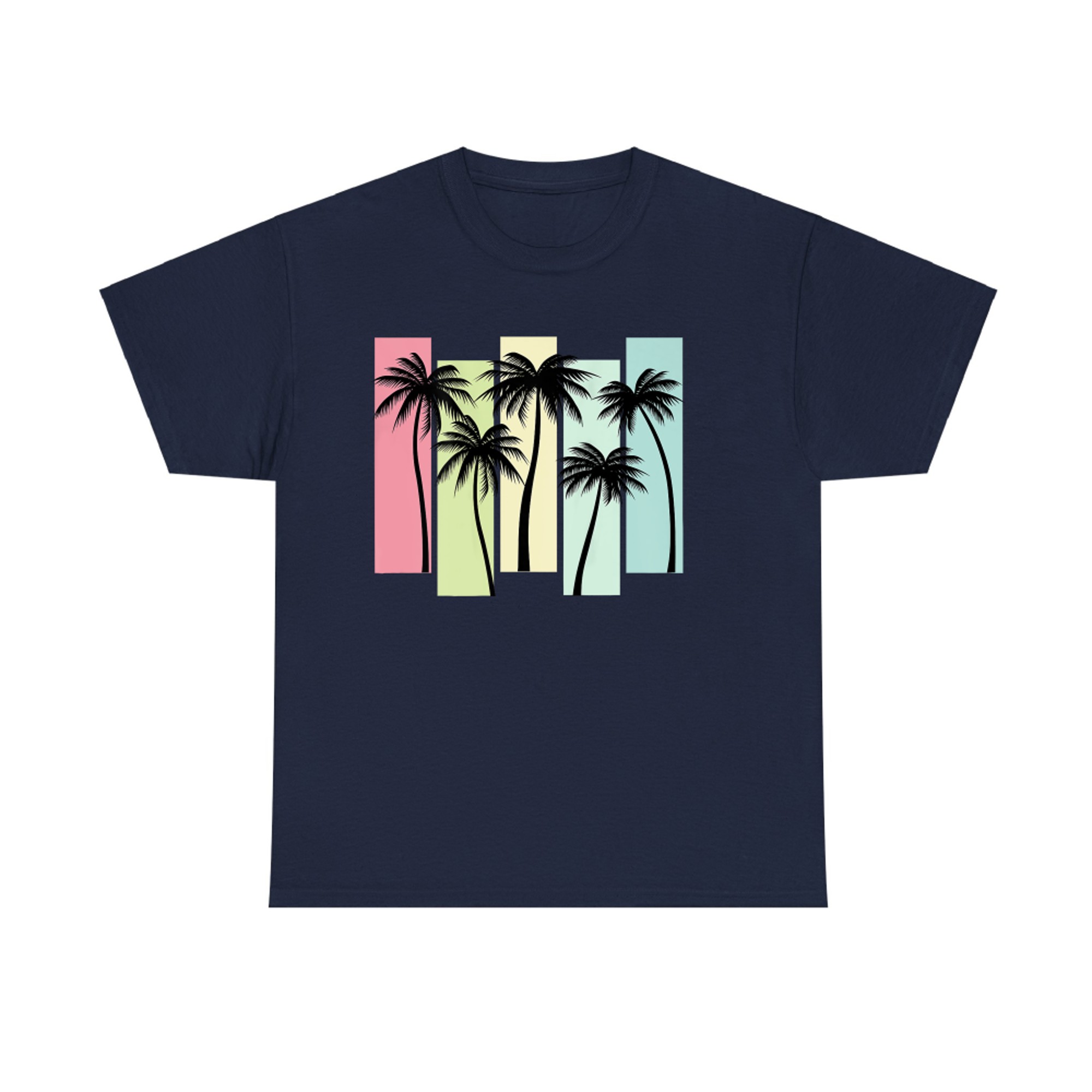 On Back Retro Art Deco Summer Vacation Tropical Palm Trees T-Shirt