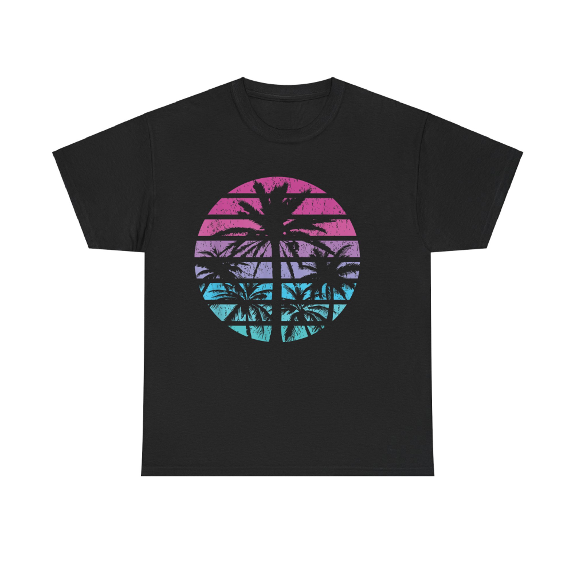 Palm Tree Retro Sunset Summer Beach Vintage Tropical Graphic T-Shirt