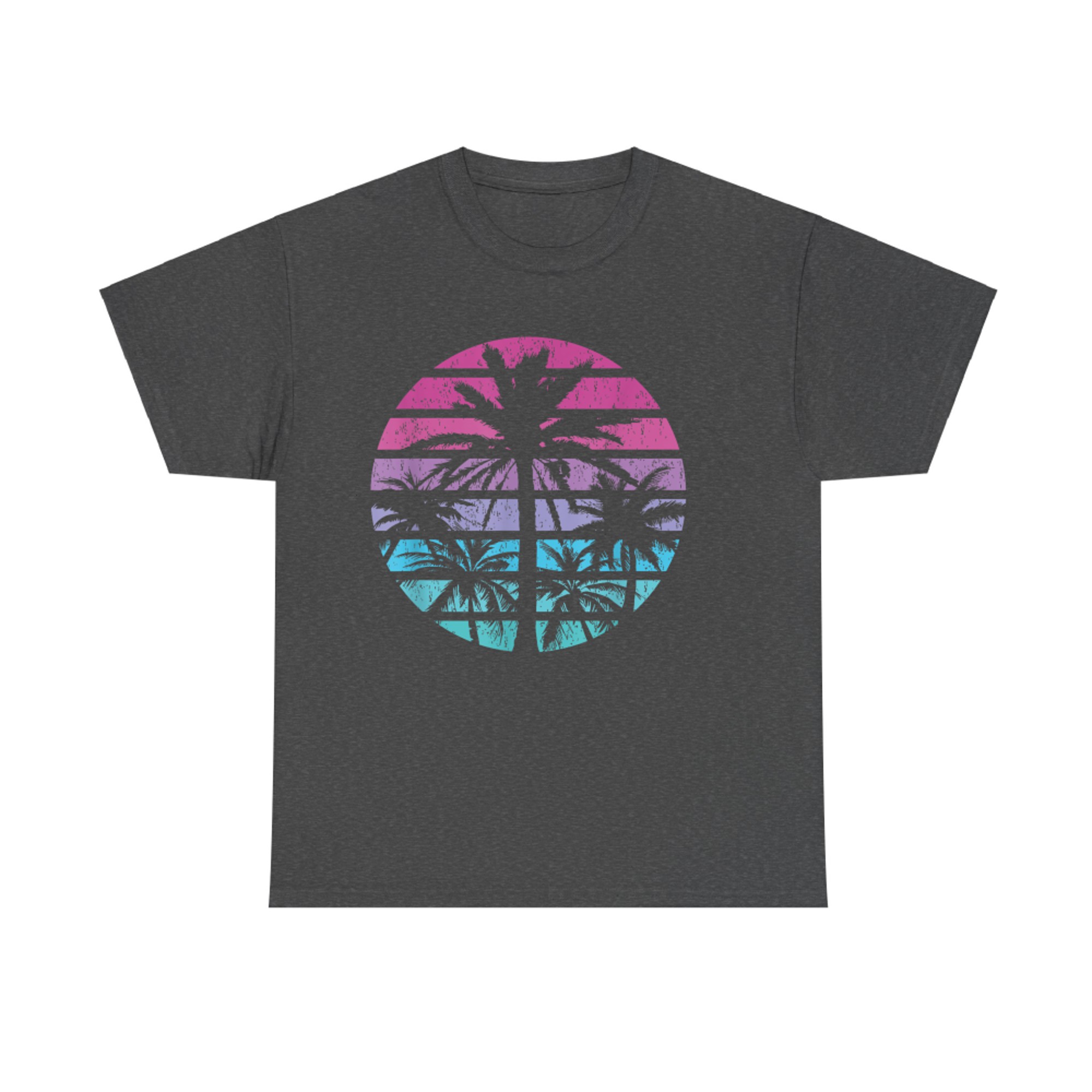 Palm Tree Retro Sunset Summer Beach Vintage Tropical Graphic T-Shirt