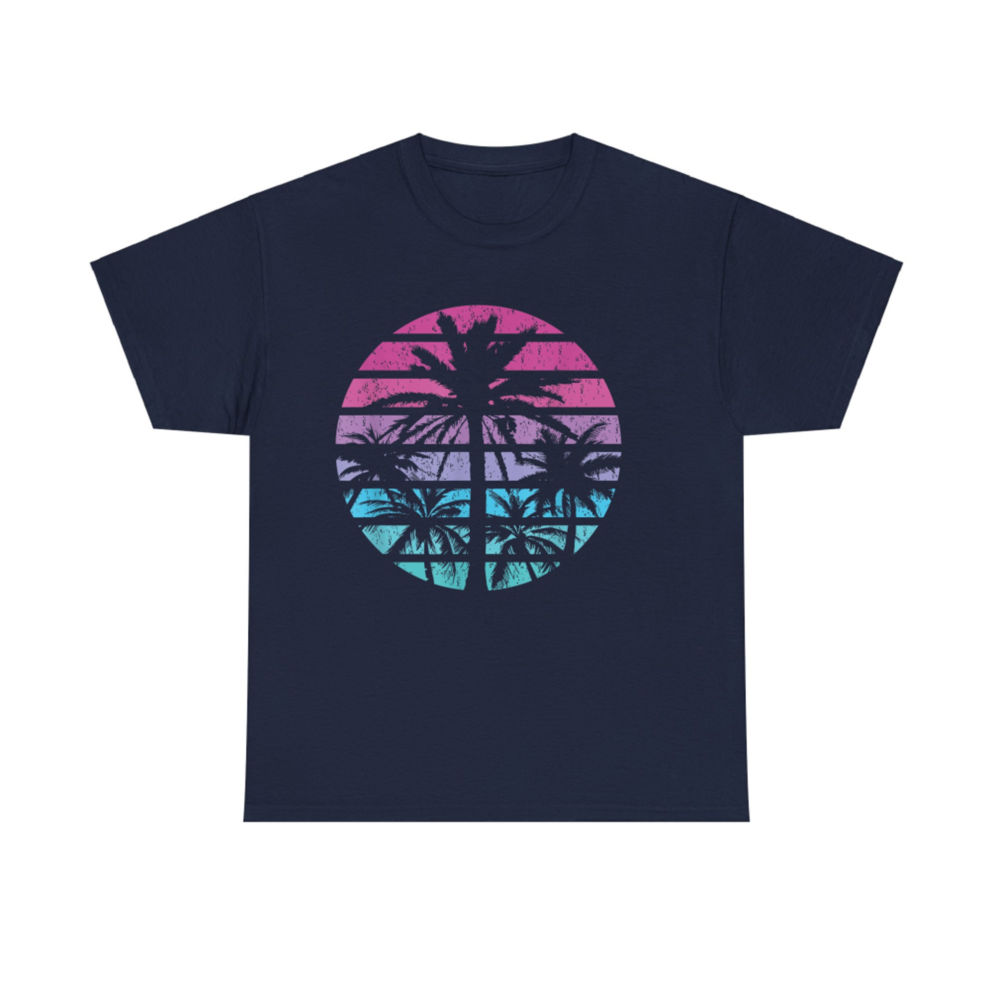 Palm Tree Retro Sunset Summer Beach Vintage Tropical Graphic T-Shirt