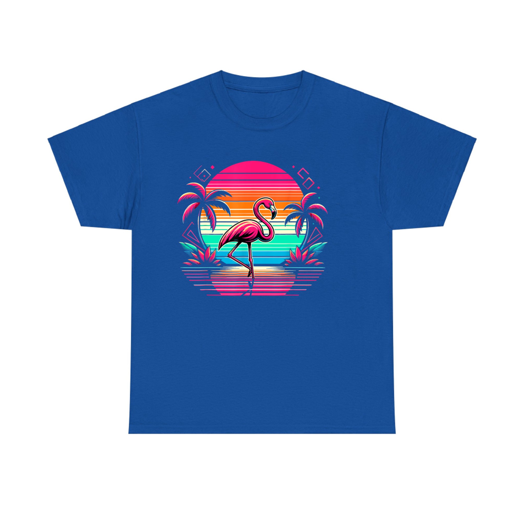 Pink Flamingo Beach Summer Vibes Palm Tree Tropical Summer T-Shirt