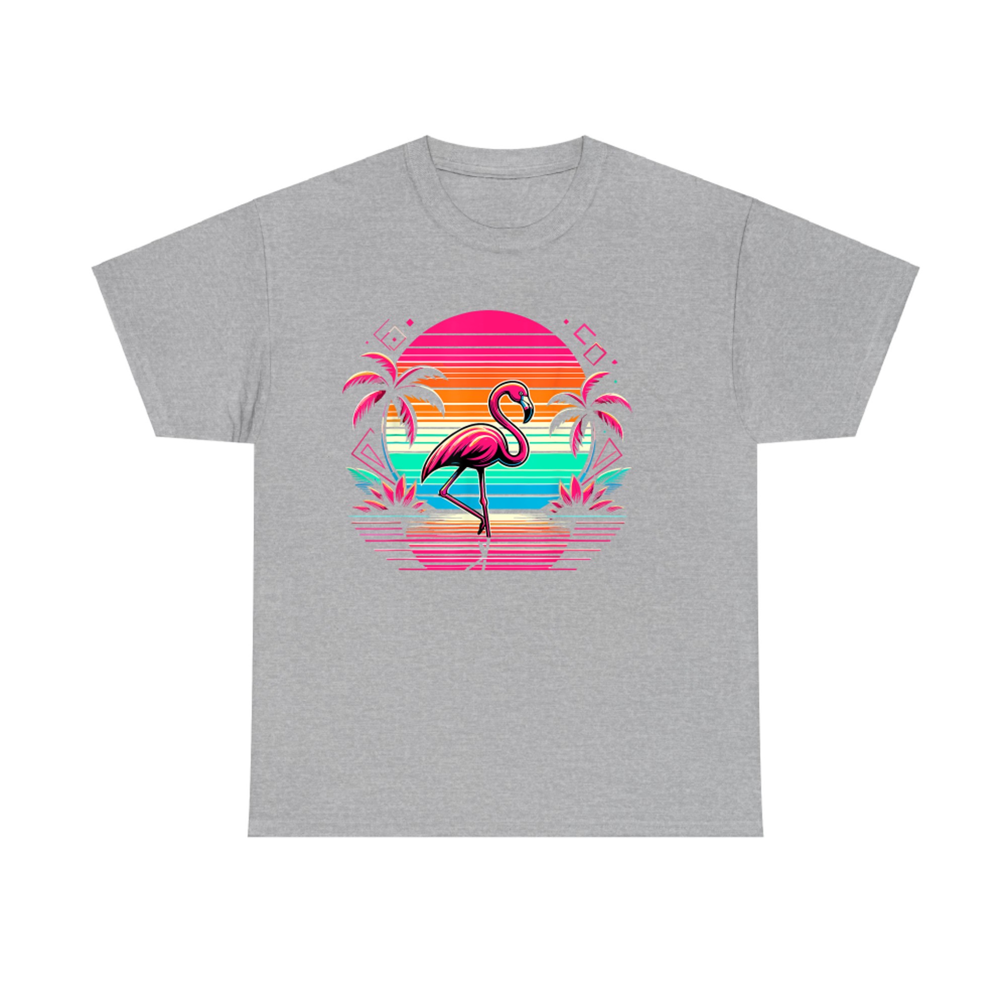 Pink Flamingo Beach Summer Vibes Palm Tree Tropical Summer T-Shirt