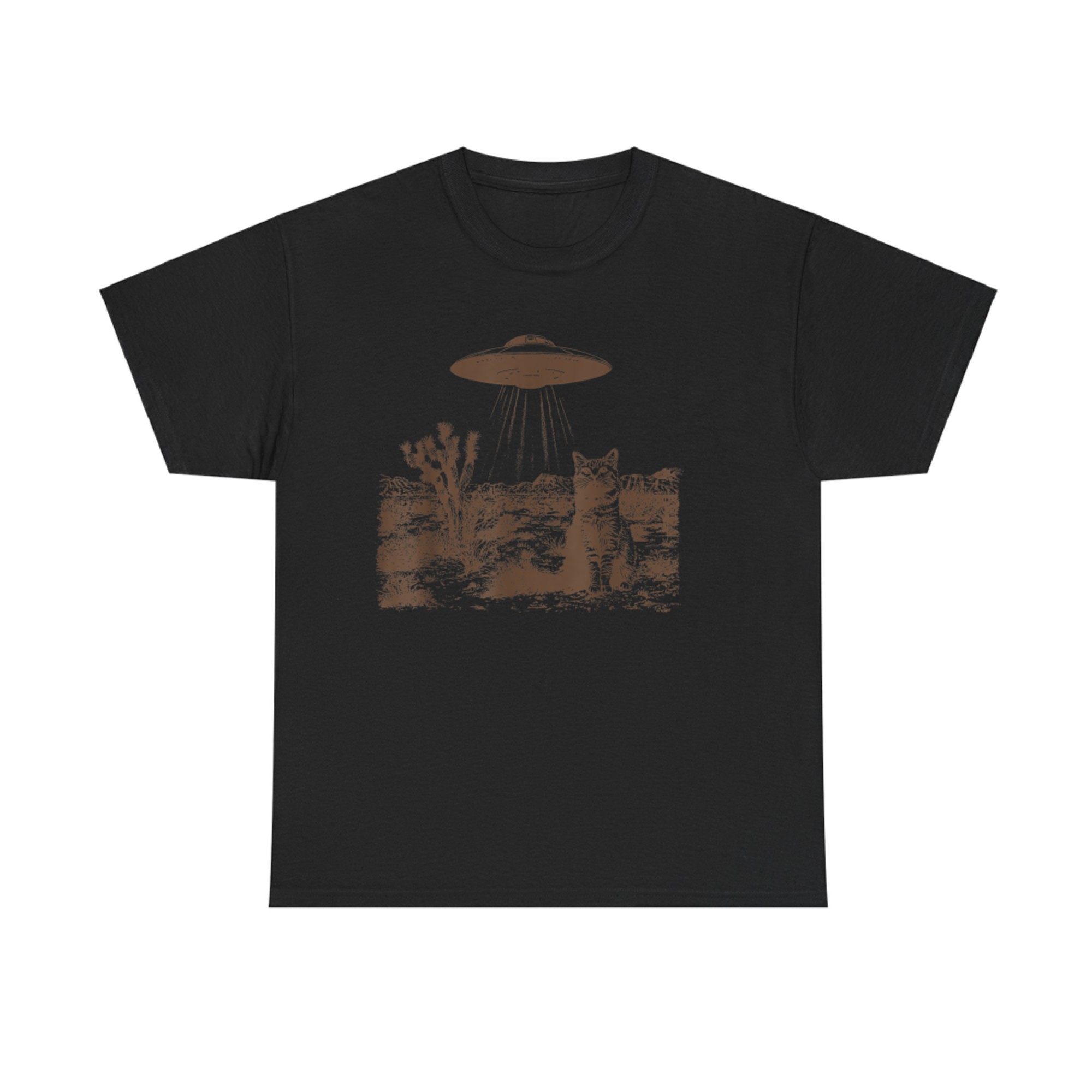 Retro 90s Western Vintage UFO Cowboy Cat Wild West Kitten T-Shirt